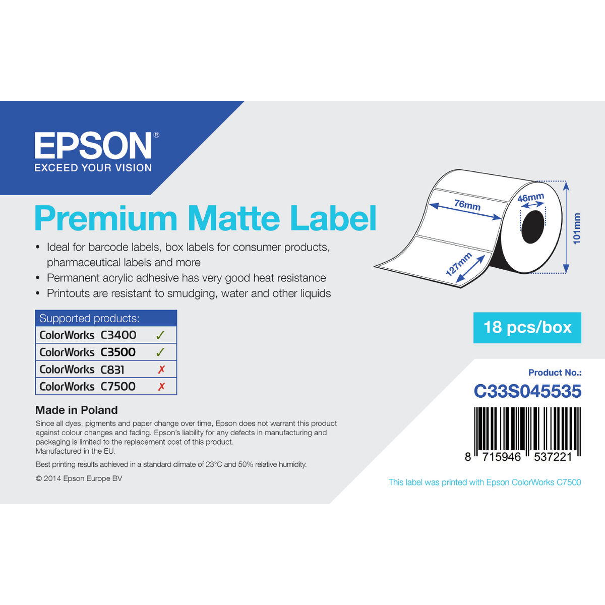 Etichette per Stampante Epson C33S045535 Bianco 2 S55081003_0