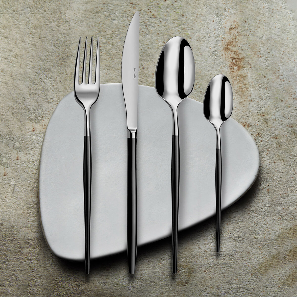 Set di Coltelli Amefa Soprano Nero Metallo Acciaio inossidabile 12 Unità 3 S2711507_1