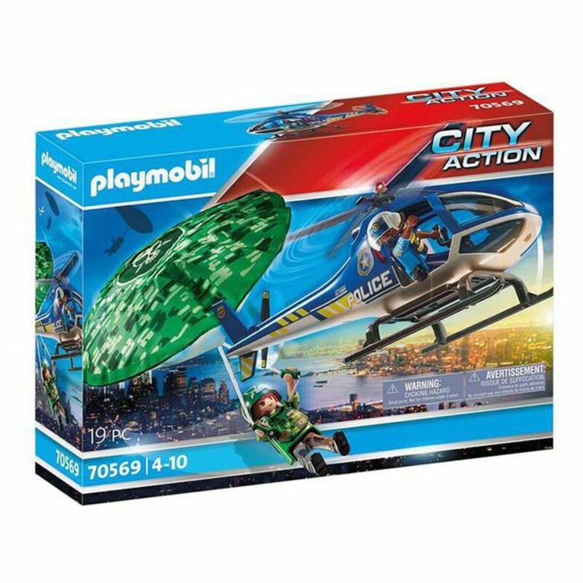 Playset City Action Police helicopter: Parachute Chase Playmobil 70569 19 pcs (19 pcs) 2 S7122932_0