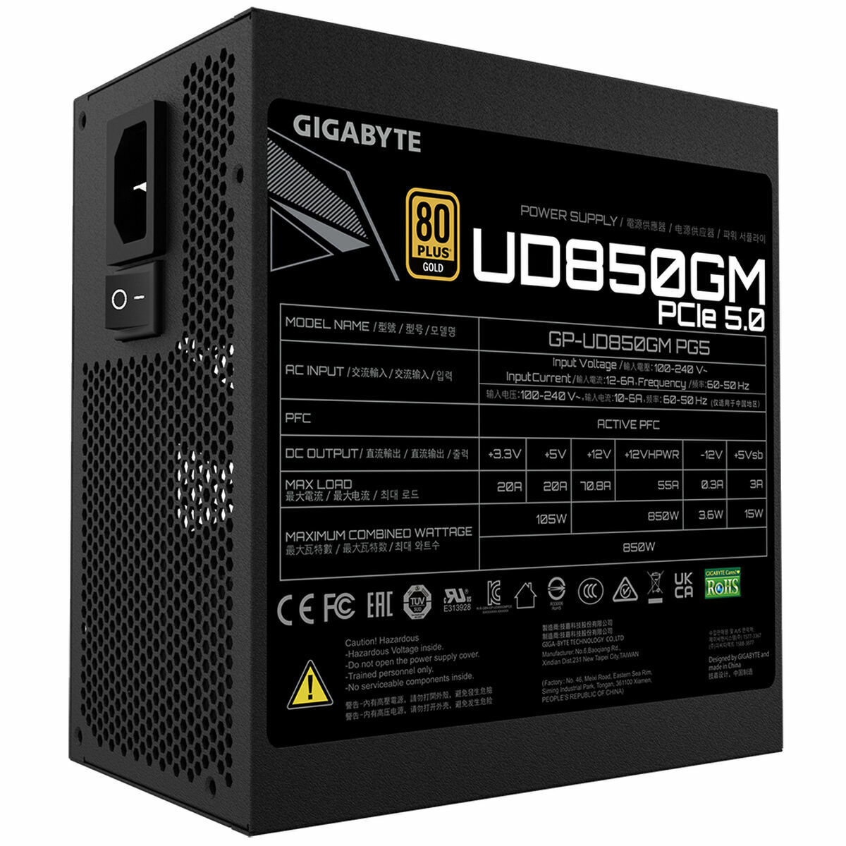 Fonte di Alimentazione Gigabyte GP-UD850GM PG5 850 W 105 W 80 Plus Gold 3 S5621813_1