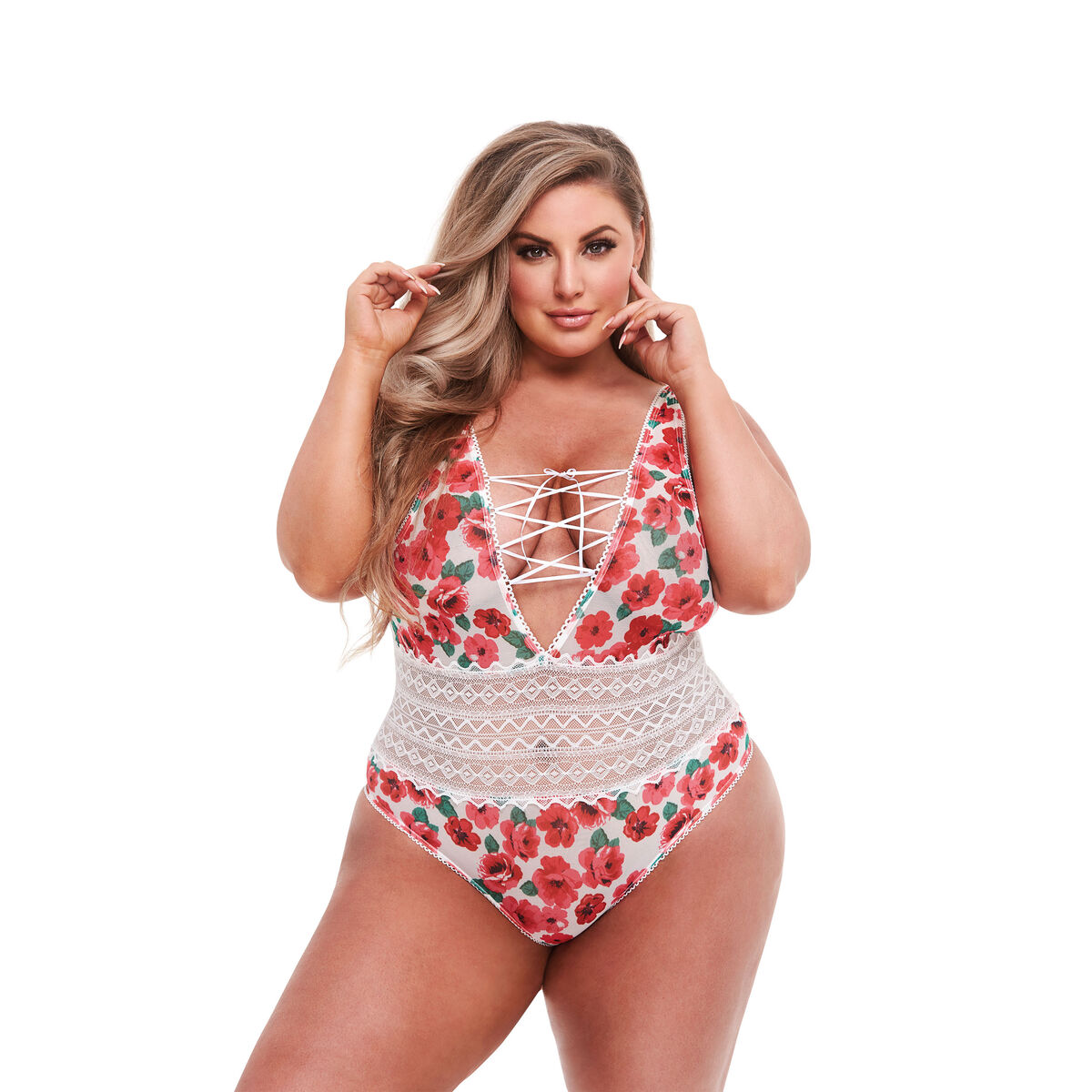 Body Baci Lingerie Floral & Lace Bianco Multicolore XL Queen 2 S9405467_0