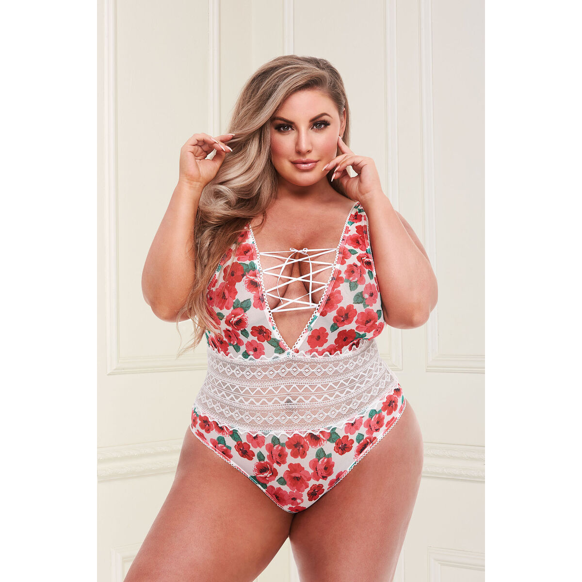 Body Baci Lingerie Floral & Lace Bianco Multicolore XL Queen 3 S9405467_1