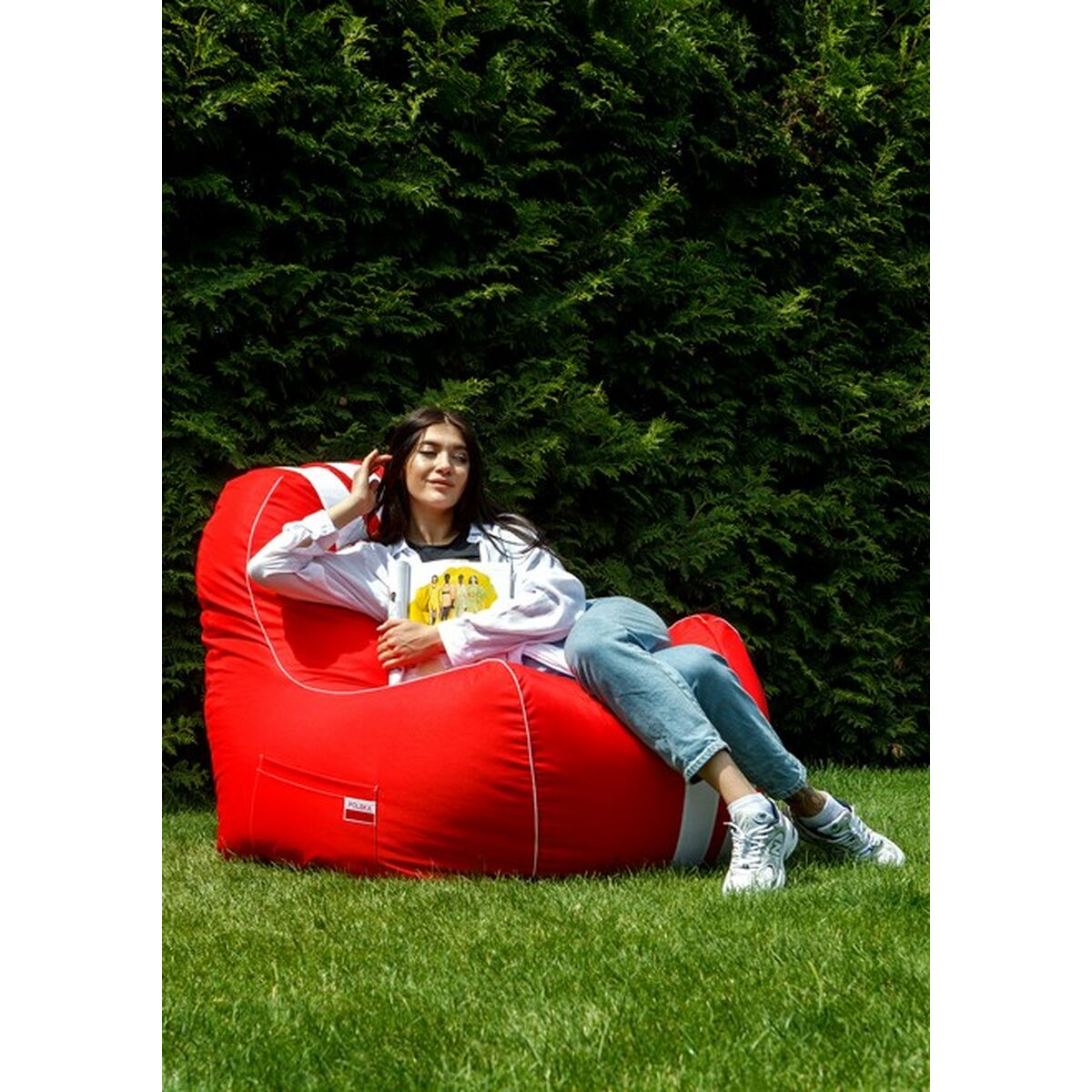 Puff GO GIFT Bianco Rosso Oxford tejido antidesgarros 140 x 100 x 100 cm 140 x 100 cm 6 S9143258_4