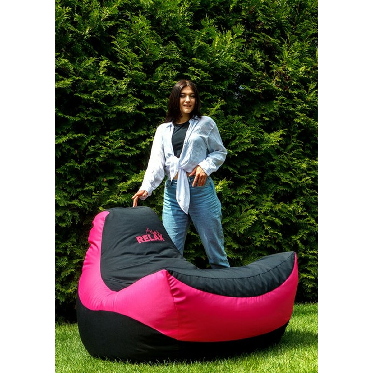 Puff GO GIFT Nero Rosa Oxford tejido antidesgarros 140 x 100 x 100 cm 140 x 100 cm 6 S9143253_4