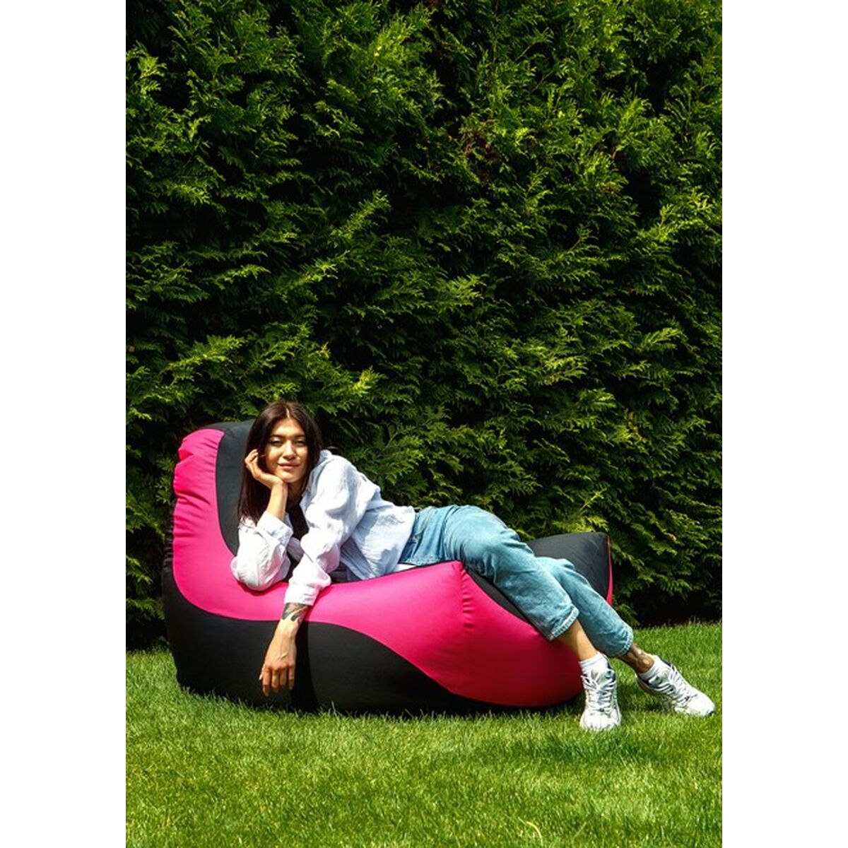 Puff GO GIFT Nero Rosa Oxford tejido antidesgarros 140 x 100 x 100 cm 140 x 100 cm 7 S9143253_5