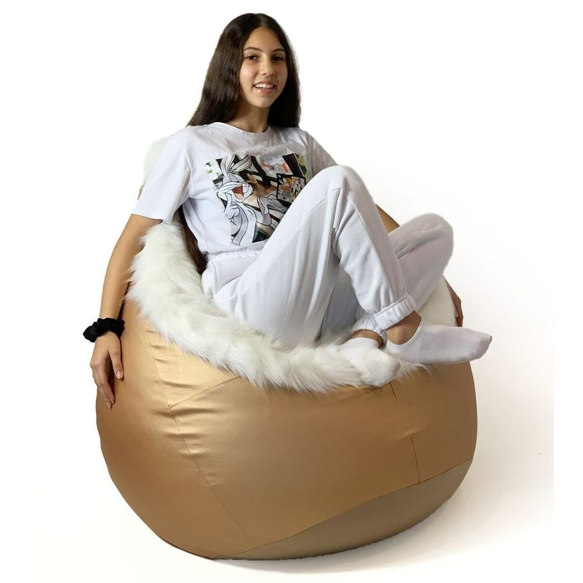 Puff GO GIFT Bianco Oro Oxford tejido antidesgarros 3 S9143289_1