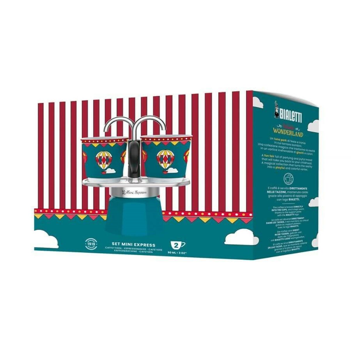 Caffettiera Italiana Bialetti Mini Express Winter Wonderland Turchese Alluminio 2 Tazze 0,9 l 3 S91110992_1