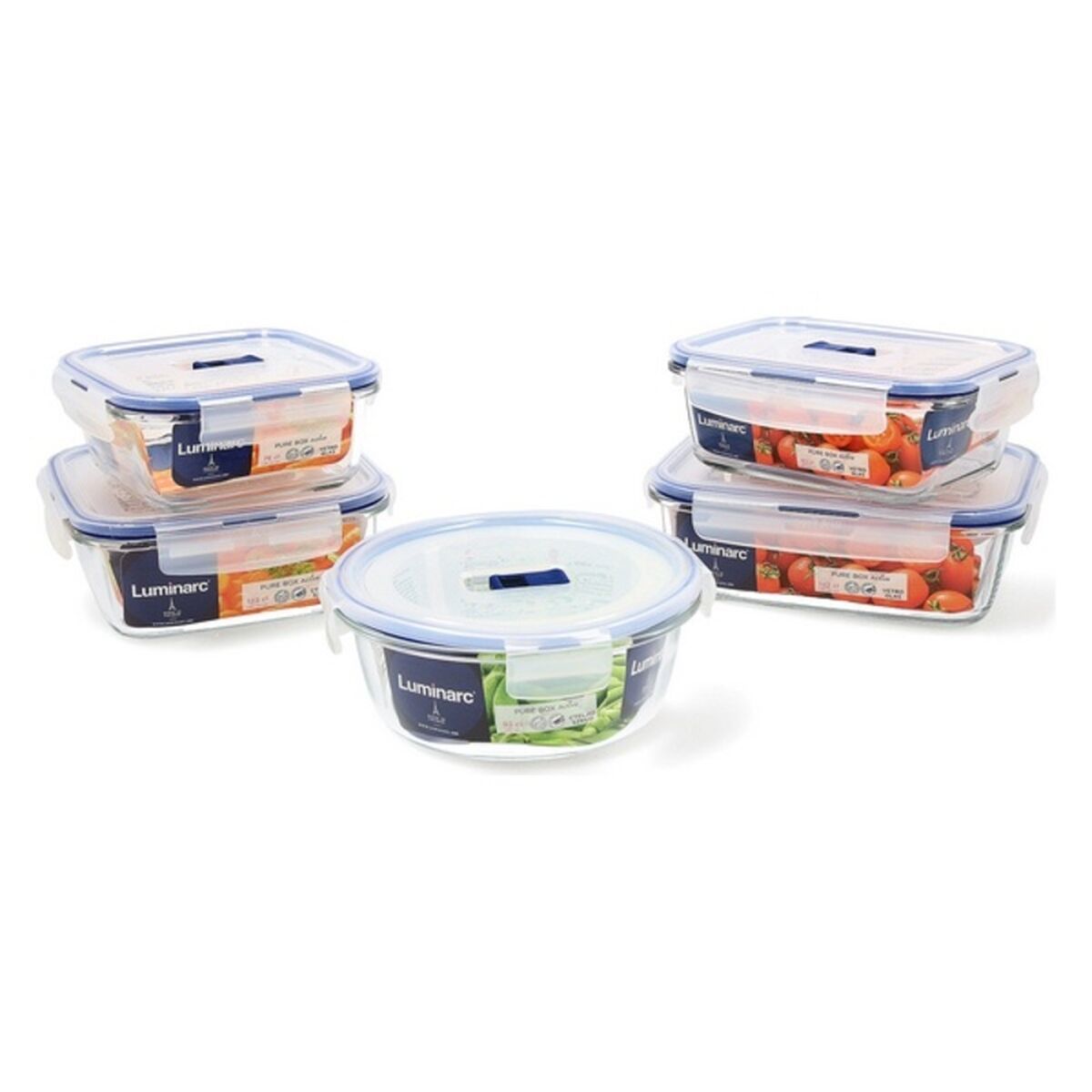Set di scatole porta pranzo Luminarc Pure Box Active (5 pcs) Bicolore Vetro 43 x 32 x 18 cm (5 Unità) 3 S2701378_1