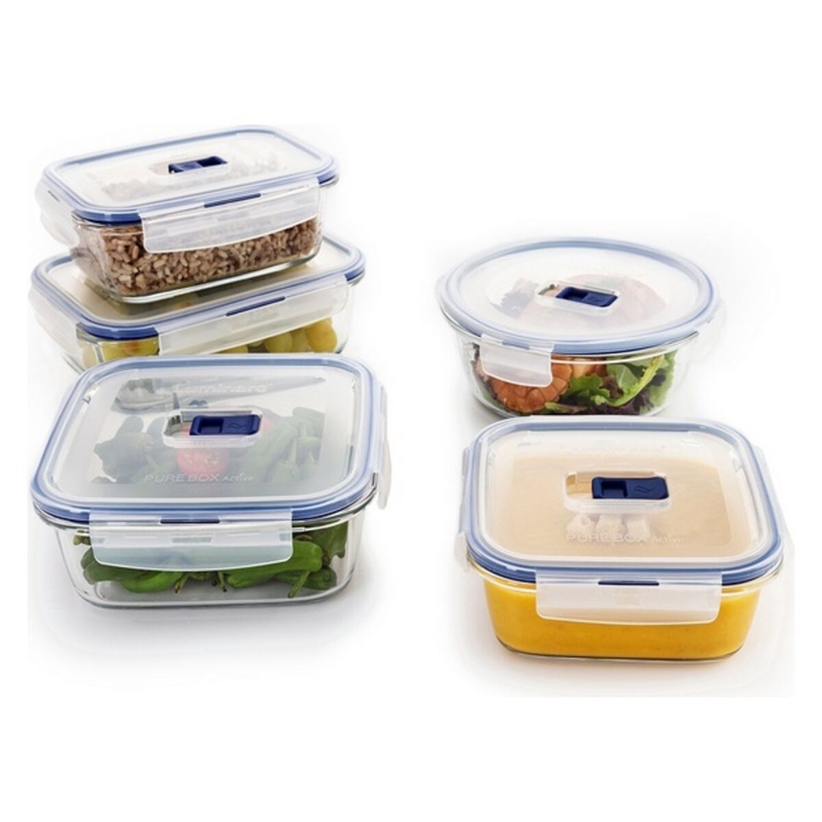 Set di scatole porta pranzo Luminarc Pure Box Active (5 pcs) Bicolore Vetro 43 x 32 x 18 cm (5 Unità) 4 S2701378_2