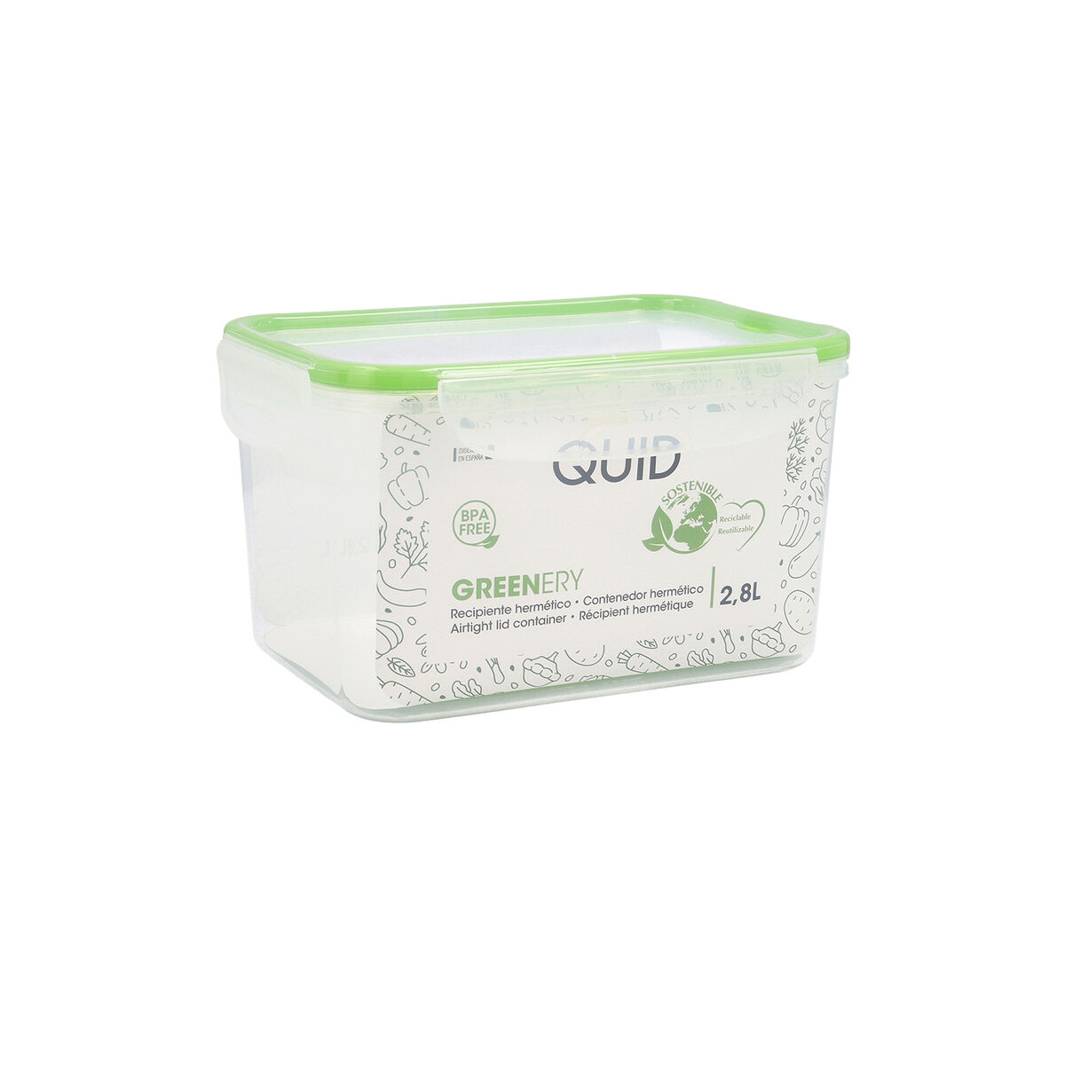 Porta pranzo Quid Greenery 2,8 L Trasparente Plastica (4 Unità) (Pack 4x) 5 S2704468_3