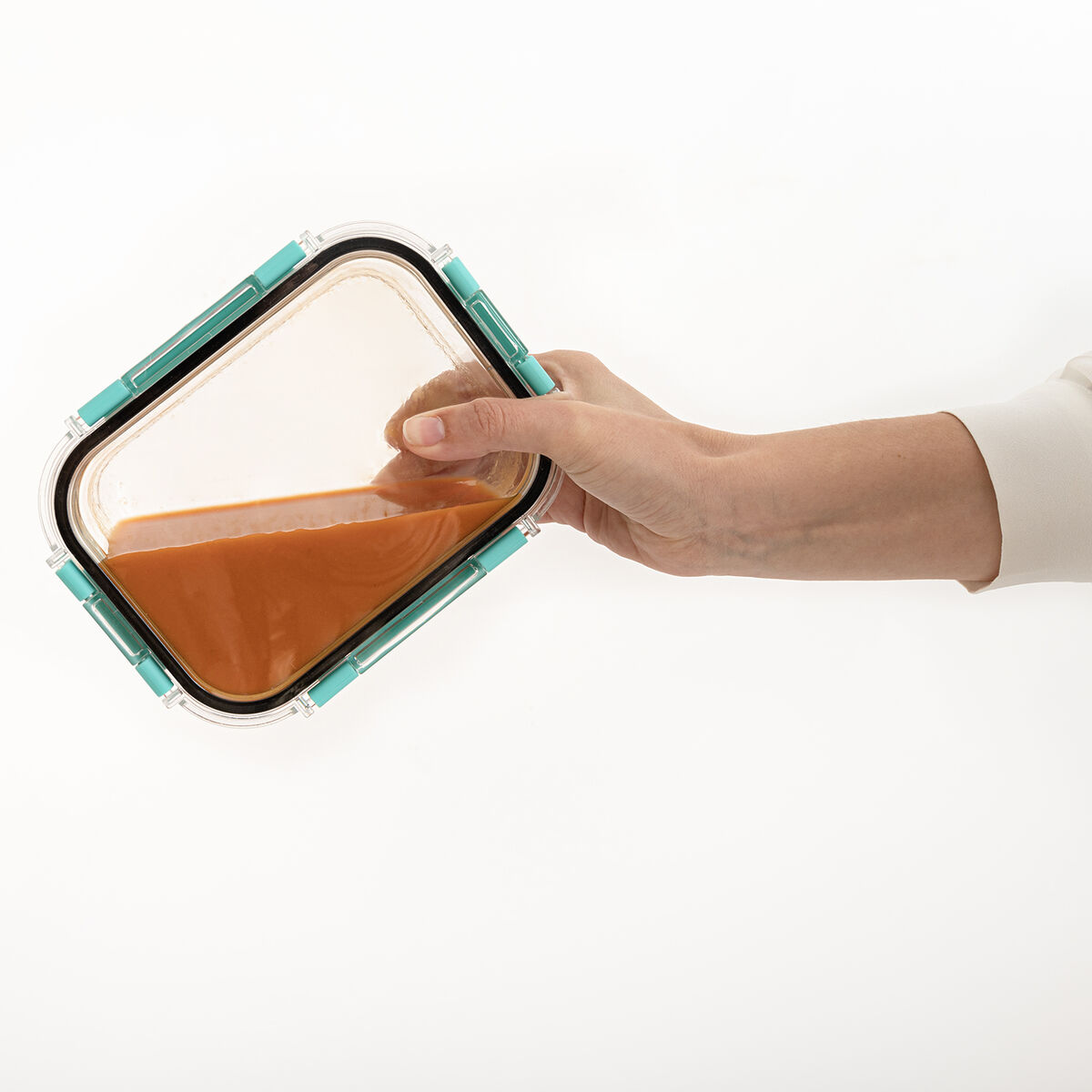 Porta pranzo Ermetico Quid Purity Rettangolare 370 ml Trasparente Vetro (12 Unità) 4 S2711171_2