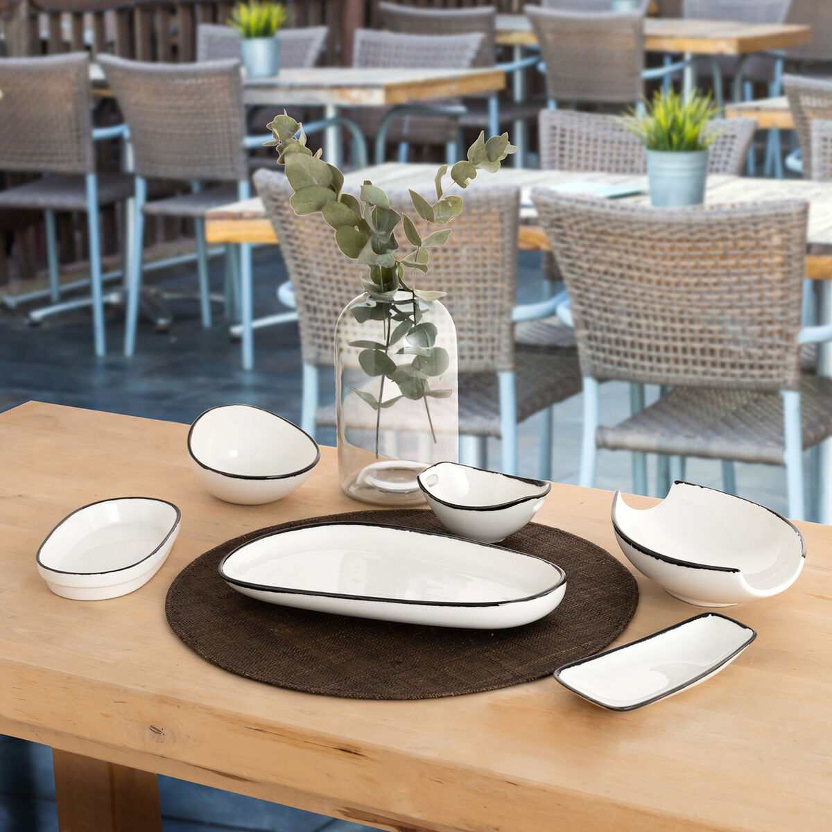 Vassoio per aperitivi Ariane Vital Filo Bianco Nero Ceramica Allumina 17,3 x 2,6 x 10 cm (8 Unità) 3 S2711531_1