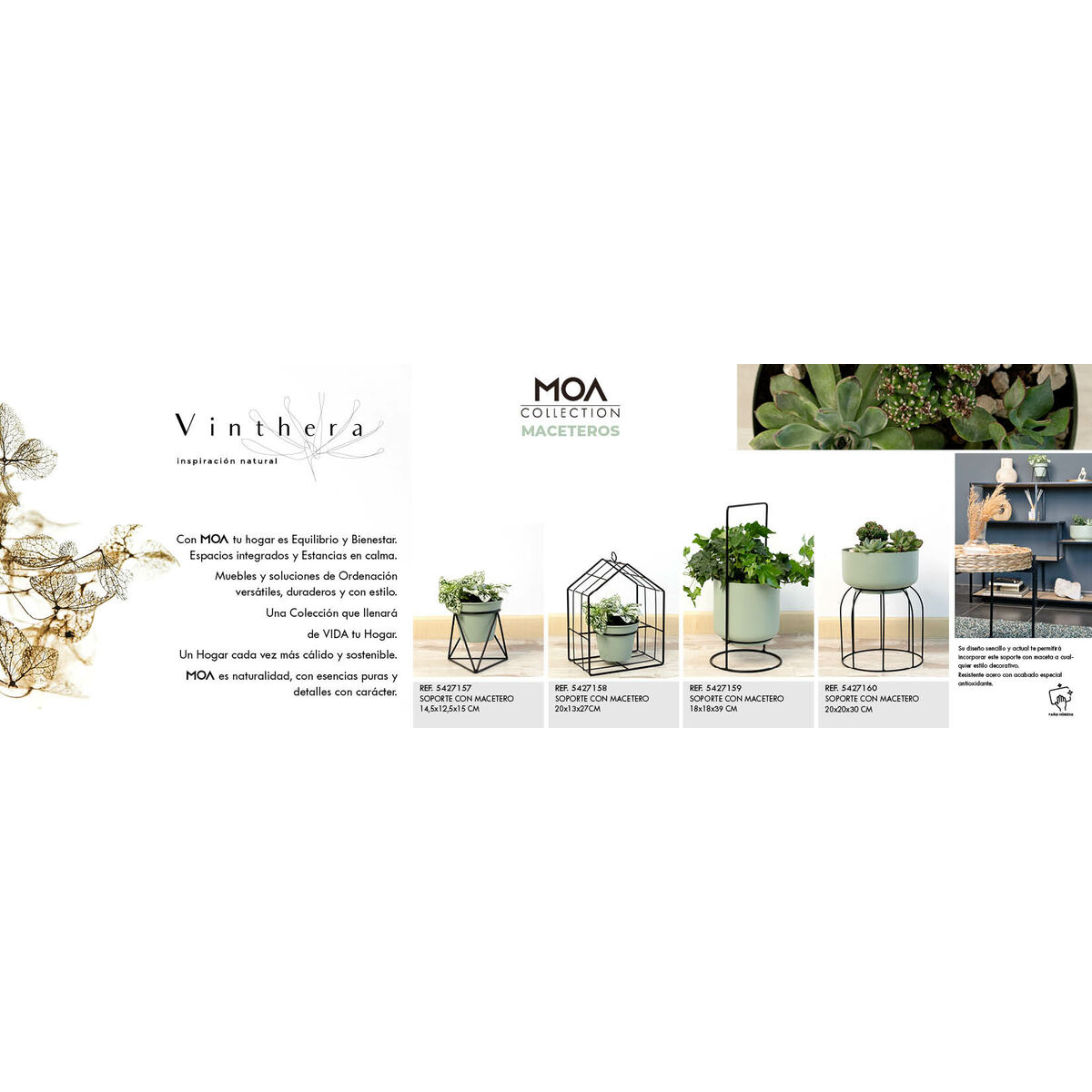 Vaso con supporto Vinthera Moa Verde Metallo 18 x 18 x 39 cm (6 Unità) 6 S2712349_4