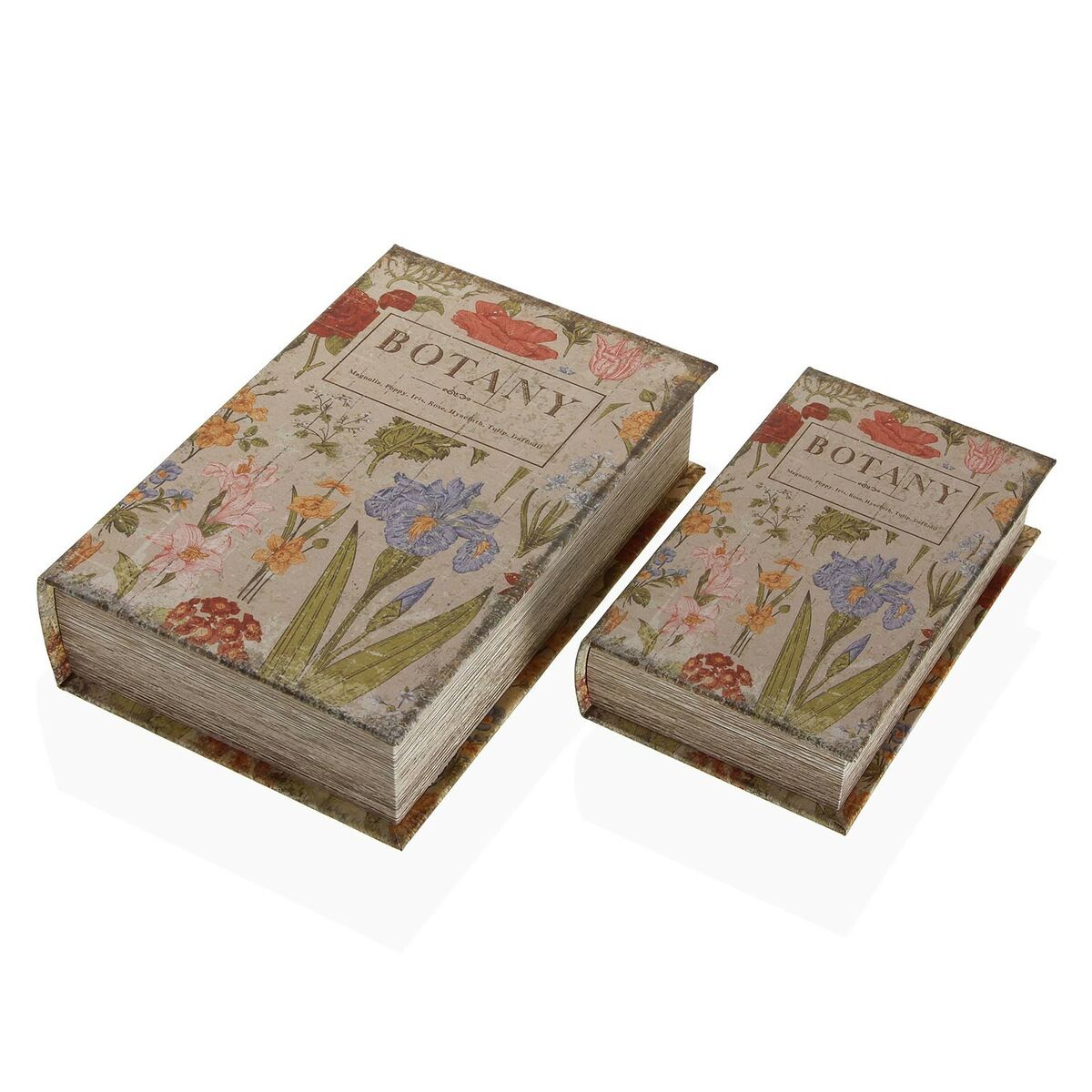 Scatola Decorativa Versa Botany Libro Tela Legno MDF 7 x 27 x 18 cm 3 S3411569_1