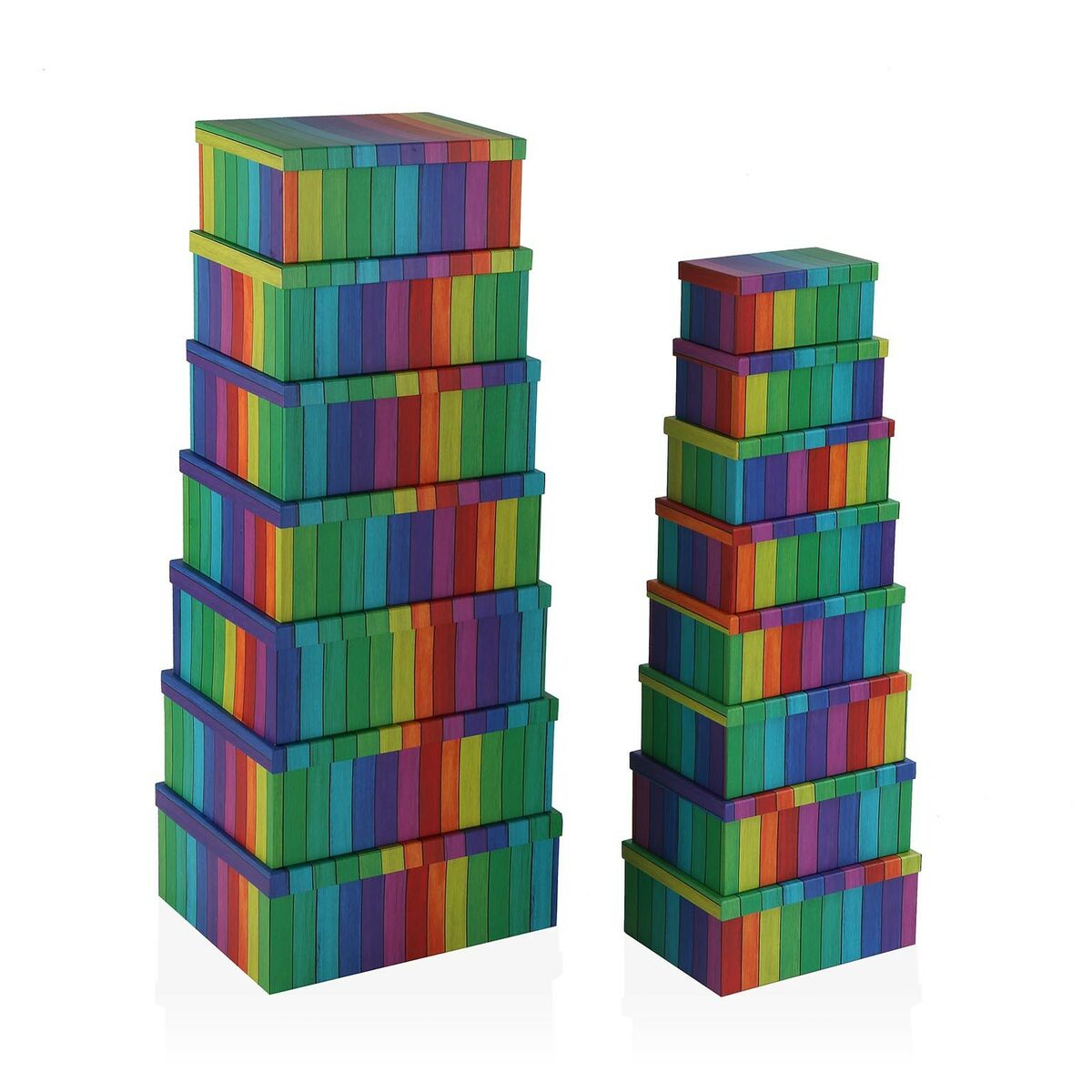 Set di Scatole per Sistemare Impilabili Versa Arcobaleno Cartone 15 Pezzi 35 x 16,5 x 43 cm 2 S3411874_0