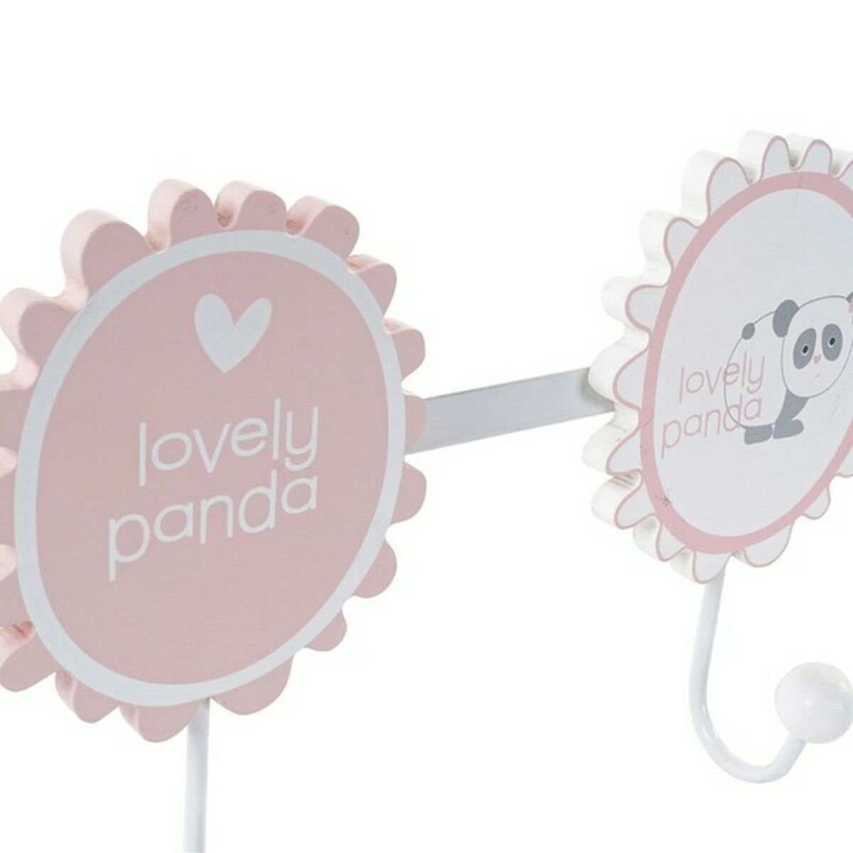 Appendiabiti da parete DKD Home Decor Legno Metallo Panda (40 x 4 x 16 cm) (2 pcs) 3 S3006593_1