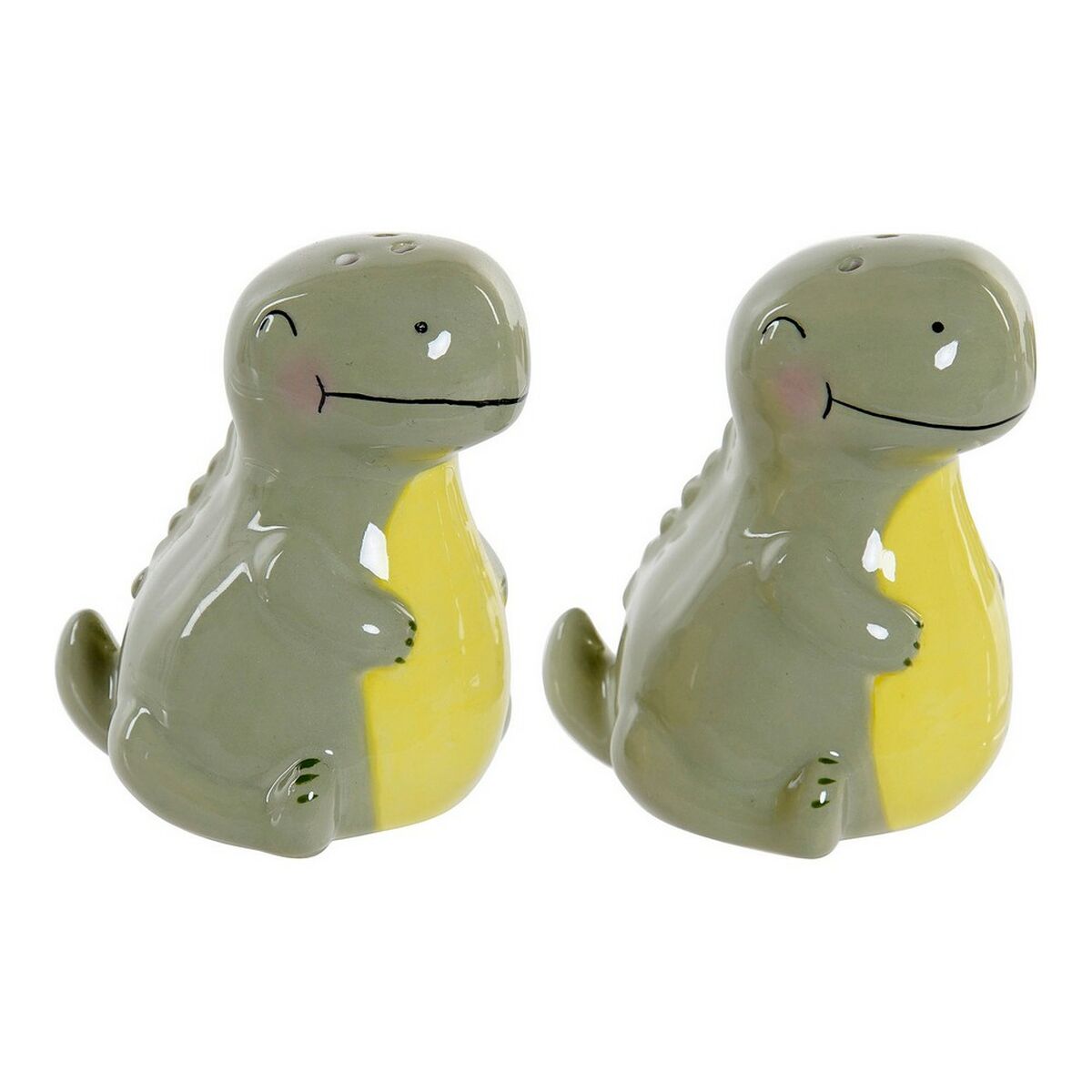 Portasale con Coperchio DKD Home Decor LC-173478 Dinosauro Bianco Verde Dolomite 6,6 x 7 x 7,7 cm (2 pcs) 2 S3014805_0