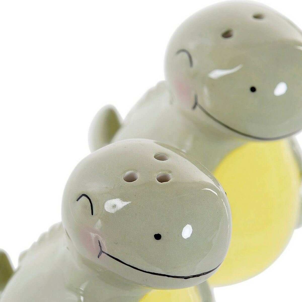 Portasale con Coperchio DKD Home Decor LC-173478 Dinosauro Bianco Verde Dolomite 6,6 x 7 x 7,7 cm (2 pcs) 4 S3014805_2