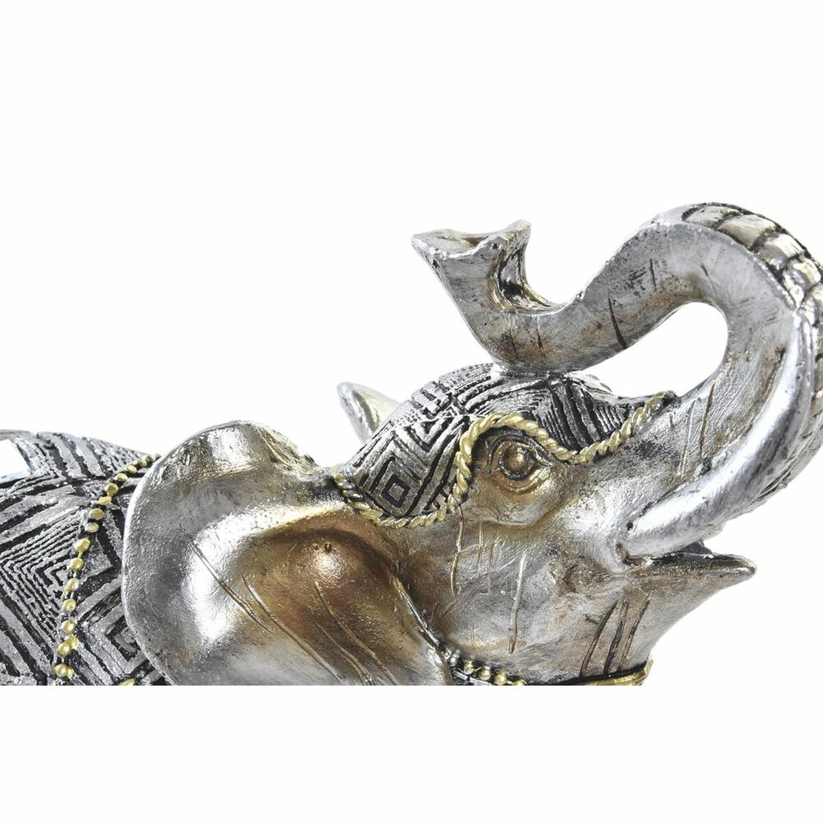 Statua Decorativa DKD Home Decor Elefante Argentato Dorato Resina (22,5 x 10,7 x 21,5 cm) (2 Unità) 4 S3030020_2