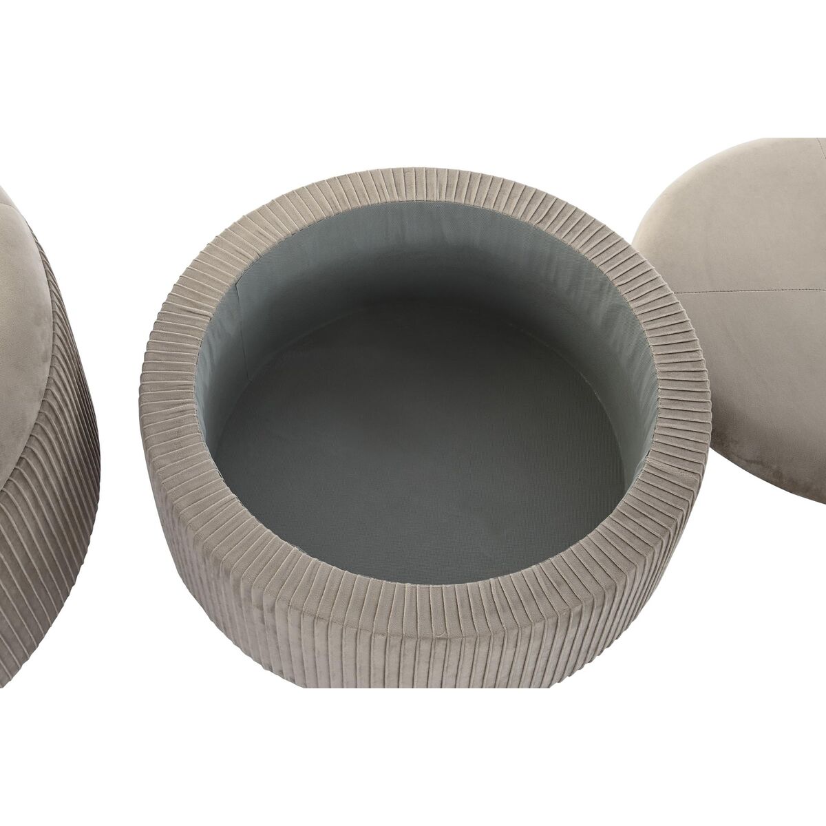 Poggiapiedi DKD Home Decor 70 x 70 x 32 cm 70 x 70 x 28 cm Velluto Grigio chiaro Legno MDF 3 S3034196_1