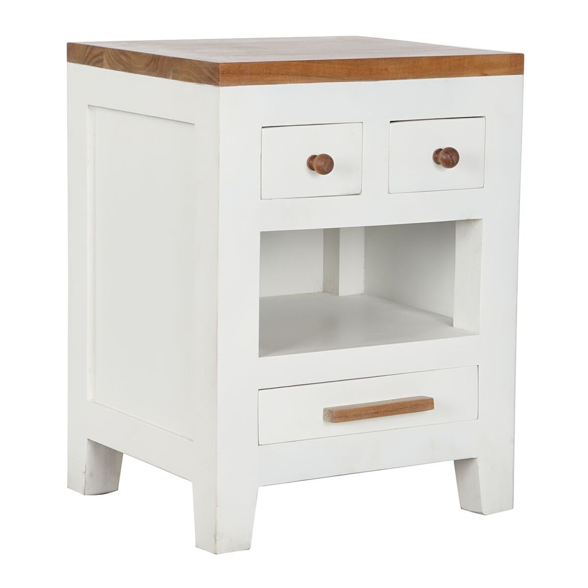 Comodino DKD Home Decor Bianco Marrone Acacia Legno di mango 45 x 40 x 60 cm 2 S3052625_0