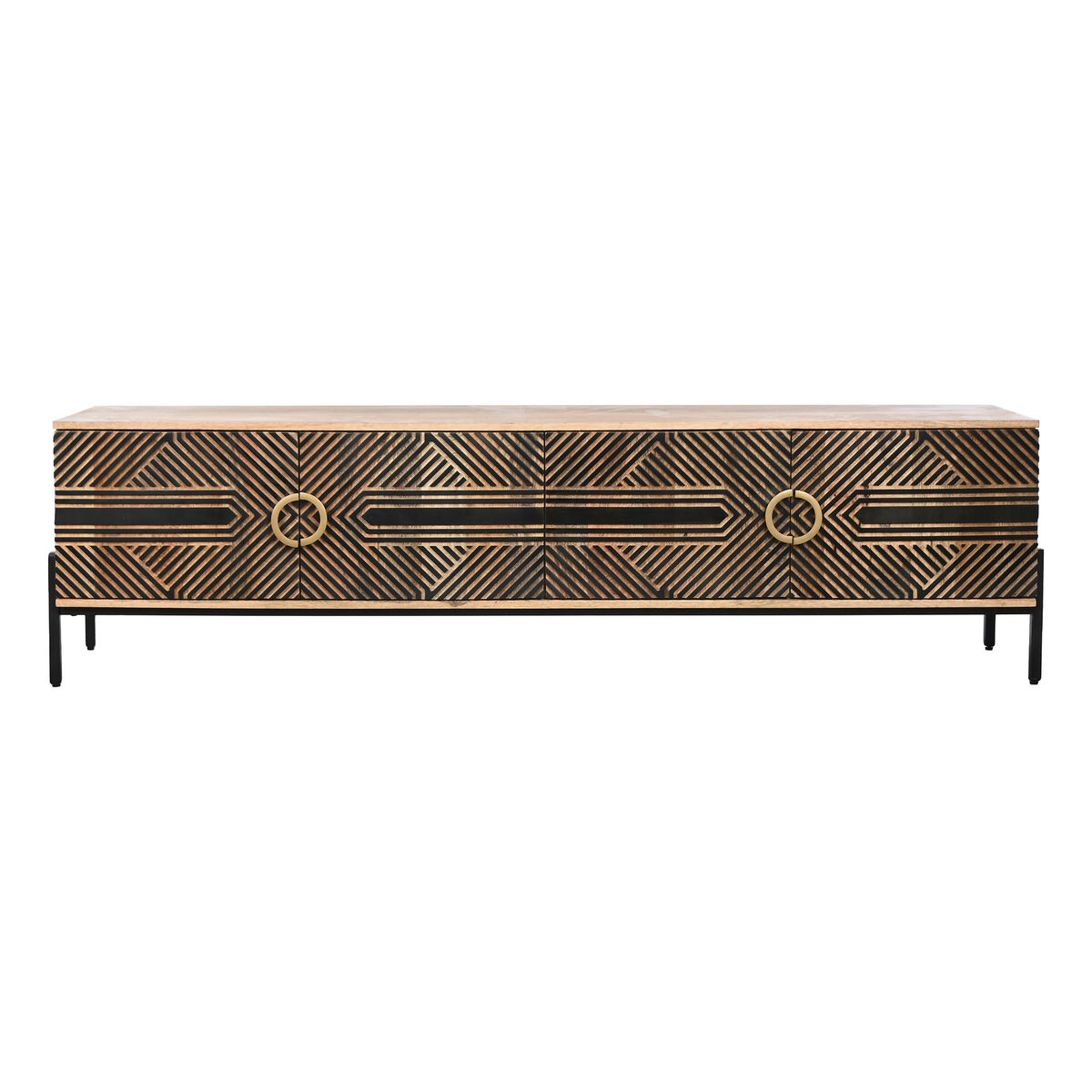 Mobile TV Home ESPRIT Nero Dorato Naturale Legno Legno di mango 180 x 40 x 50 cm 10 S3053568_8