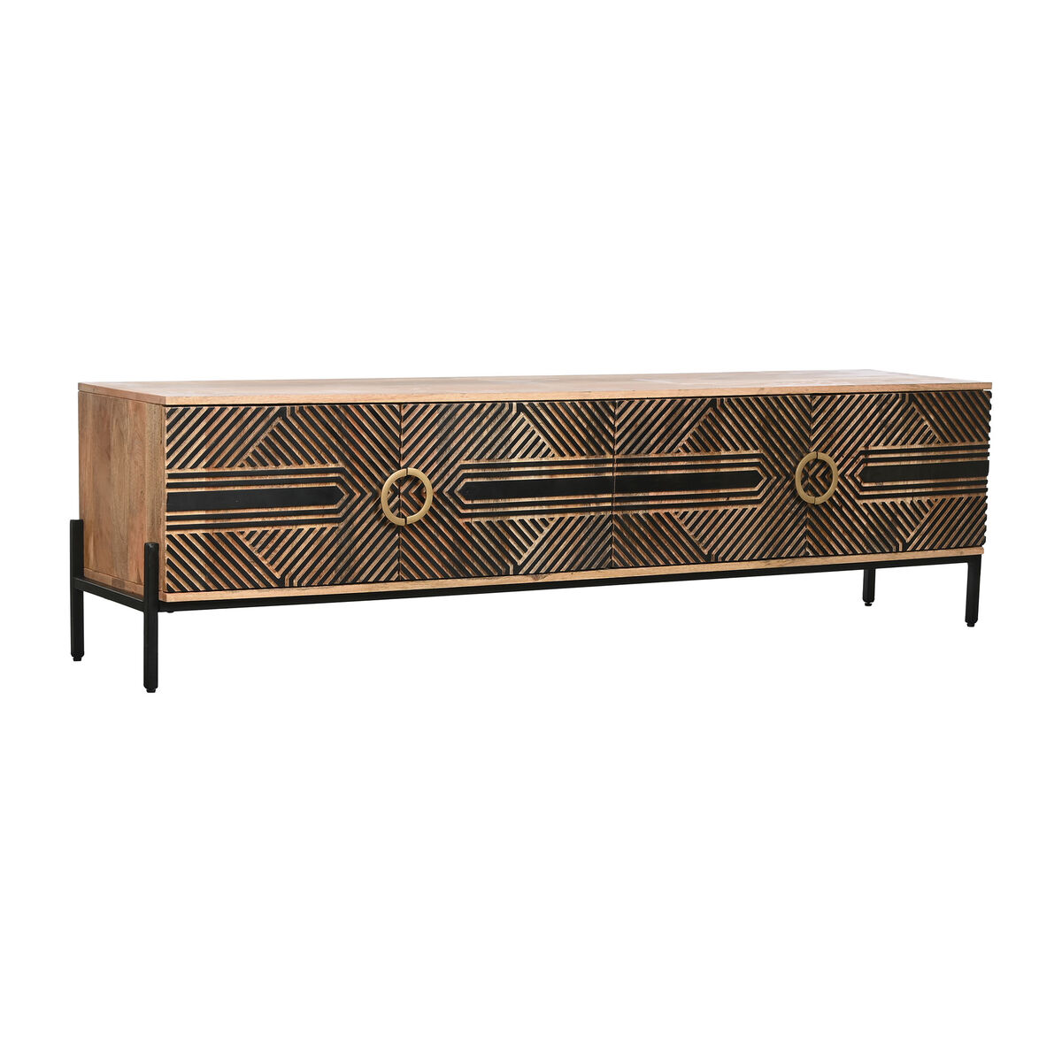 Mobile TV Home ESPRIT Nero Dorato Naturale Legno Legno di mango 180 x 40 x 50 cm 2 S3053568_0