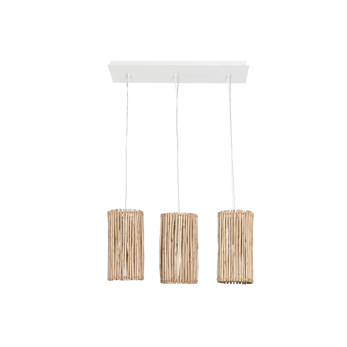 Lampadario Home ESPRIT Bianco Naturale Legno di eucalipto 50 W 20 x 20 x 40 cm 2 S3054223_0