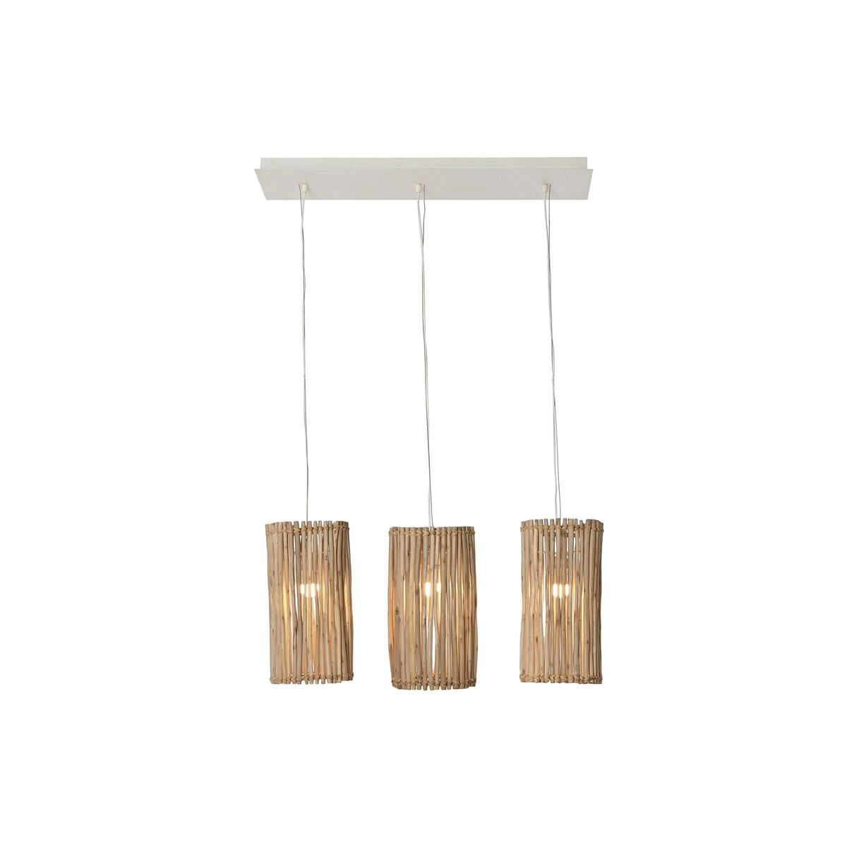 Lampadario Home ESPRIT Bianco Naturale Legno di eucalipto 50 W 20 x 20 x 40 cm 7 S3054223_5