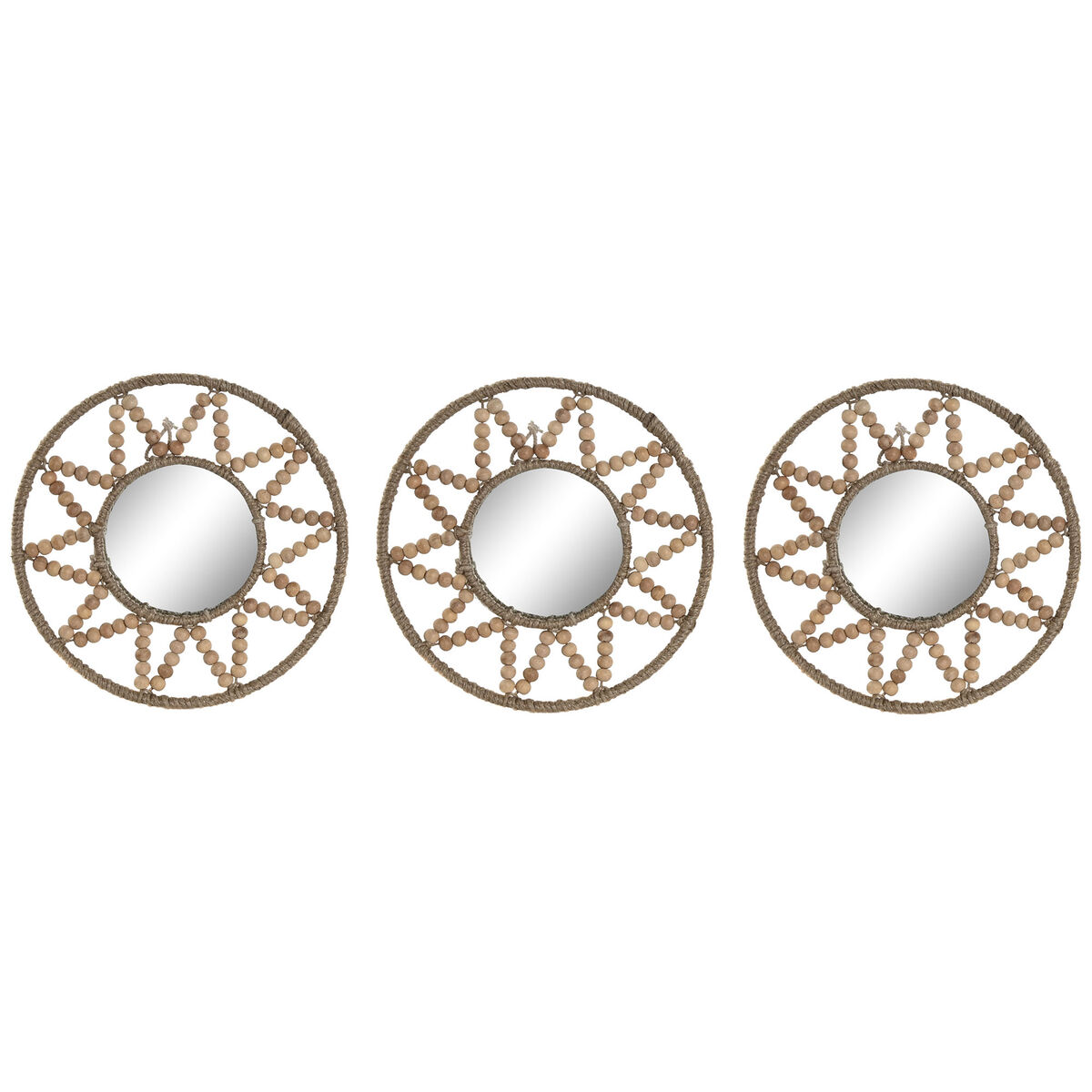 Set di Specchi Home ESPRIT Naturale Scandi 20 x 1 x 20 cm (3 Pezzi) 2 S3057313_0