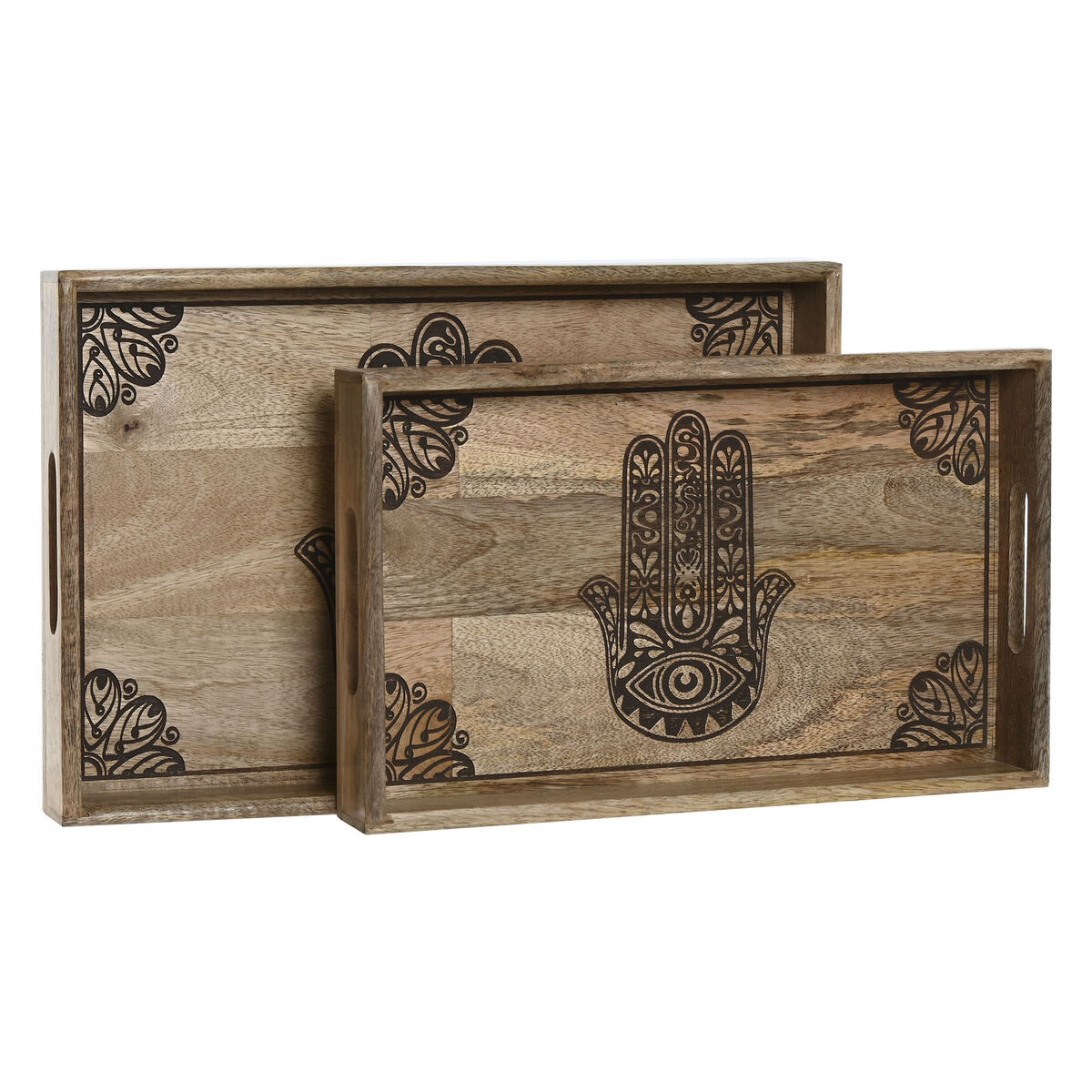 Set di Vassoi Home ESPRIT Naturale Legno di mango 43,5 x 27 x 5,5 cm (2 Unità) 2 S3059788_0