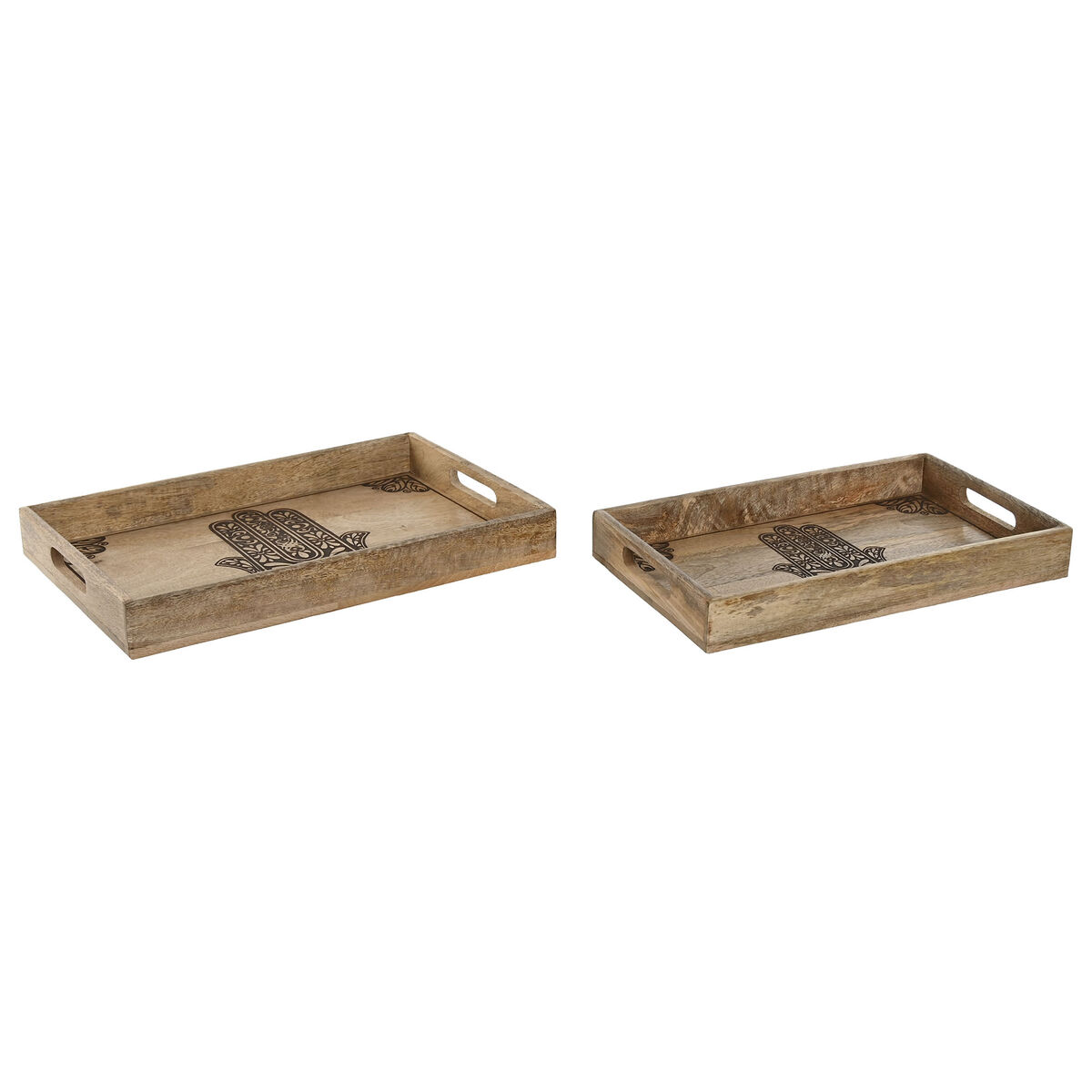 Set di Vassoi Home ESPRIT Naturale Legno di mango 43,5 x 27 x 5,5 cm (2 Unità) 4 S3059788_2