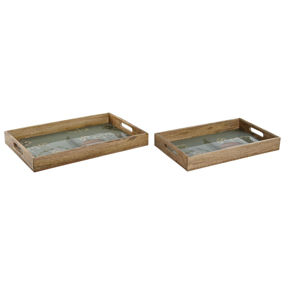 Set di Vassoi Home ESPRIT Azzurro Naturale Legno di mango 43,5 x 27 x 5,5 cm (2 Unità) 2 S3059791_0