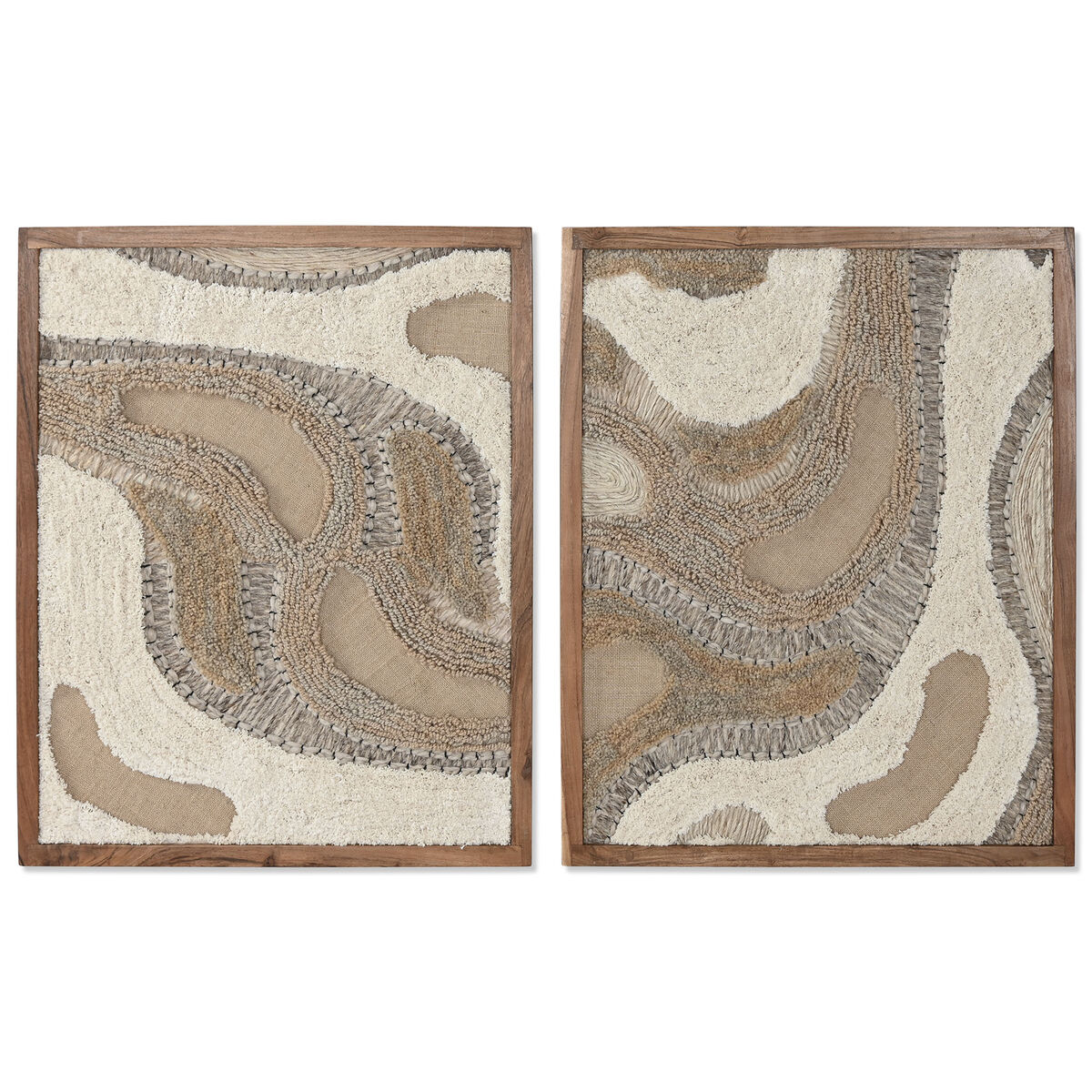 Quadro Home ESPRIT Bianco Naturale Astratto Scandinavo 60 x 3 x 75 cm (2 Unità) 5 S3059411_3