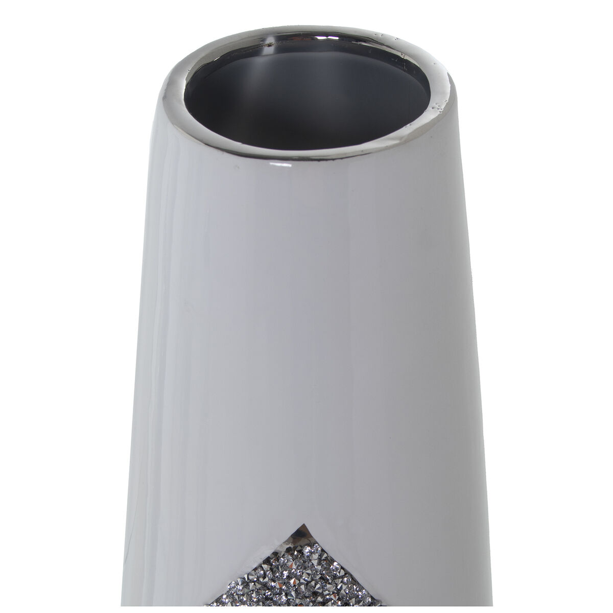 Vaso Alexandra House Living Bianco Argentato Ceramica Luminoso 13 x 13 x 45 cm 3 D1621045_1