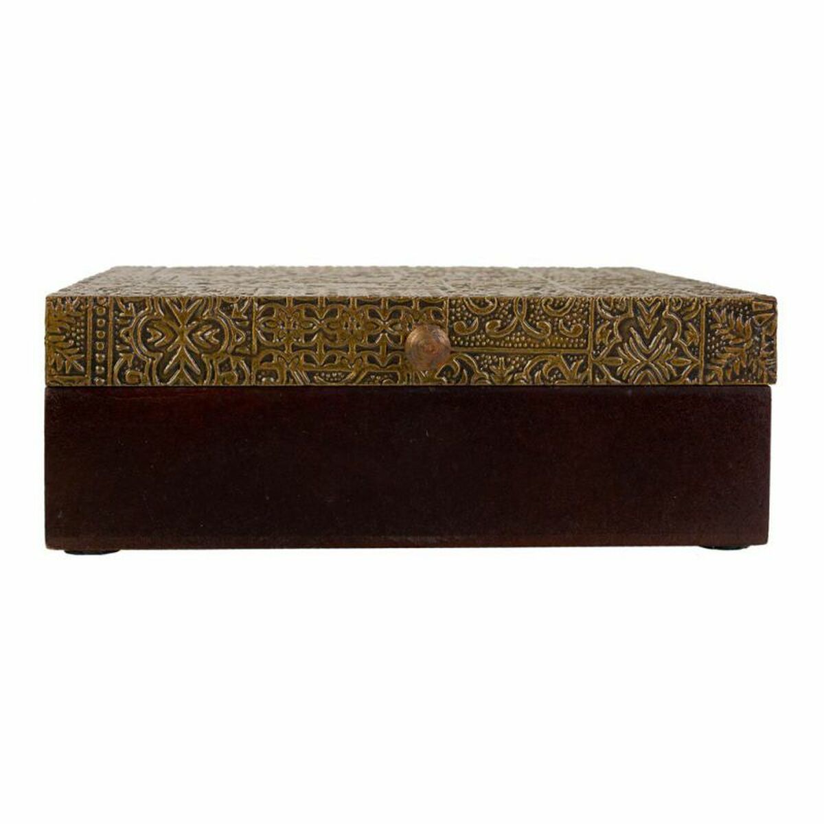 Scatola-Portagioie Alexandra House Living Marrone scuro Ottone Legno di mango Legno MDF 20 x 7 x 20 cm 3 D1630614_1