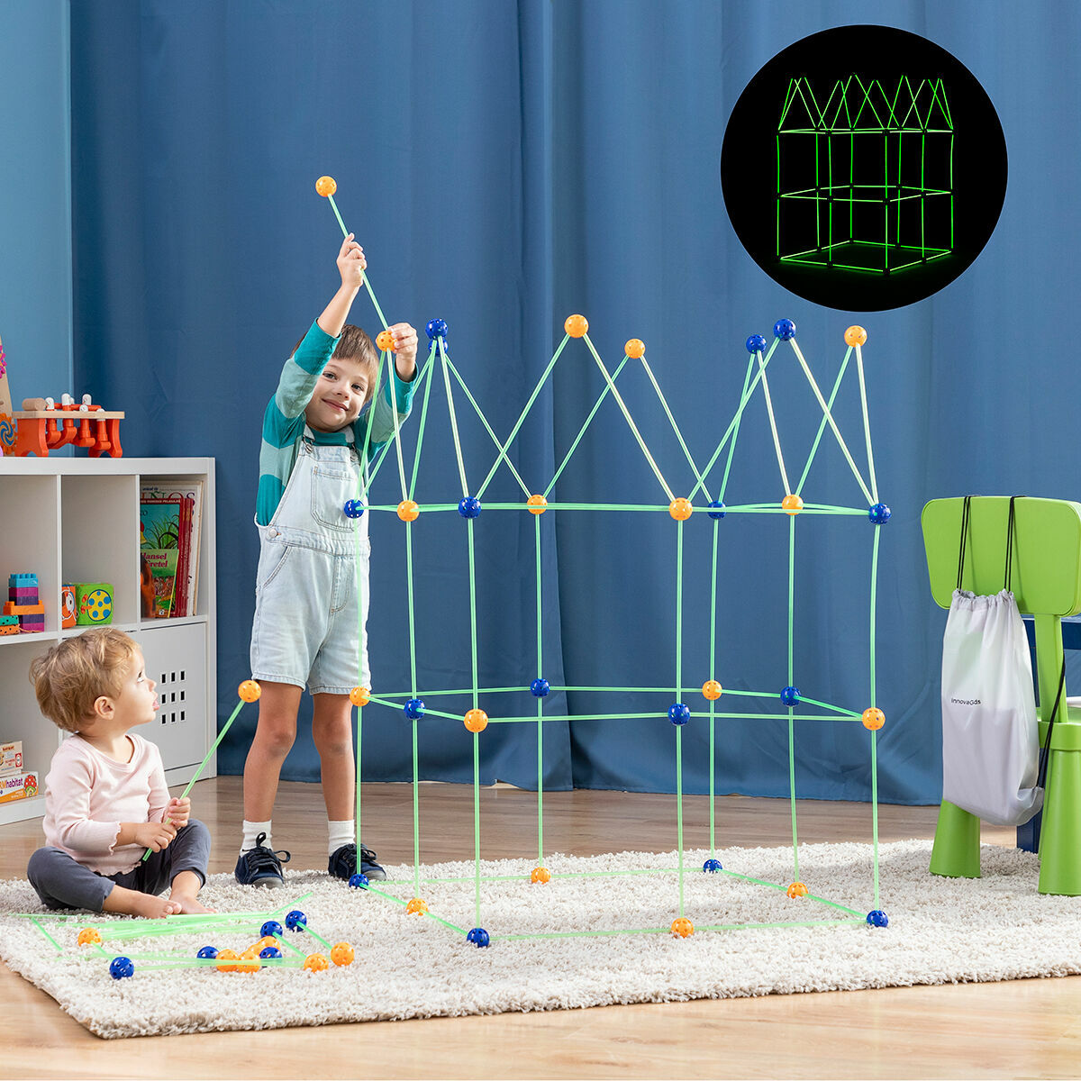 Kit di Costruzione di Fortini per Bambini Builkitt InnovaGoods 155 Pezzi 2 V0103803_0