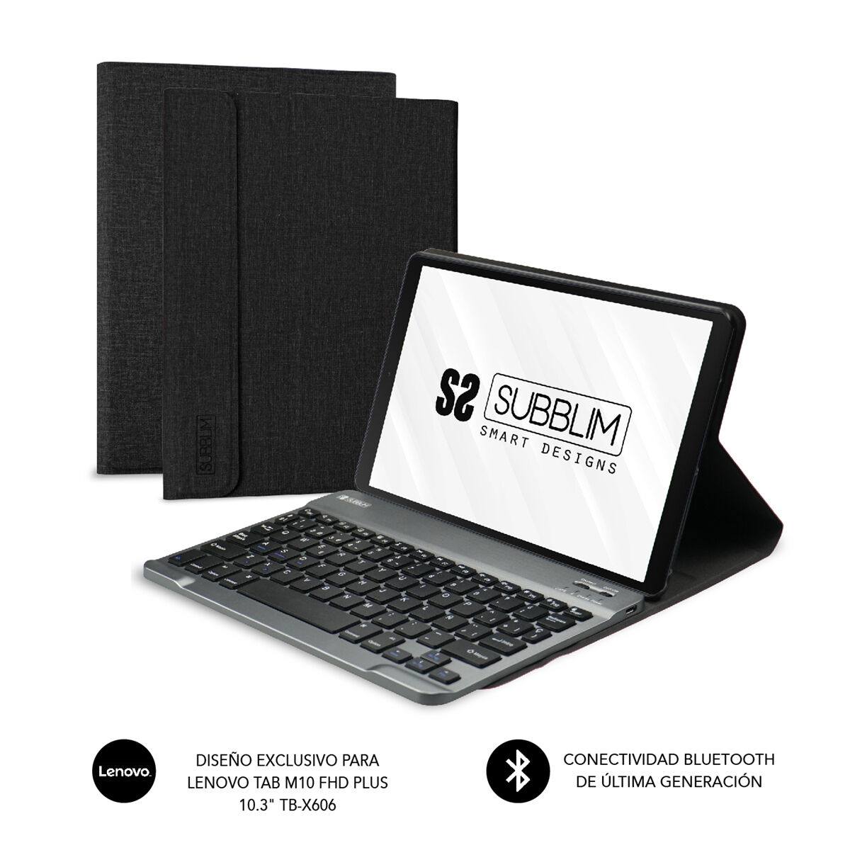 Tastiera Bluetooth con Supporto per Tablet Subblim SUBKT3BTL200 Nero Qwerty in Spagnolo QWERTY 3 S7605295_1