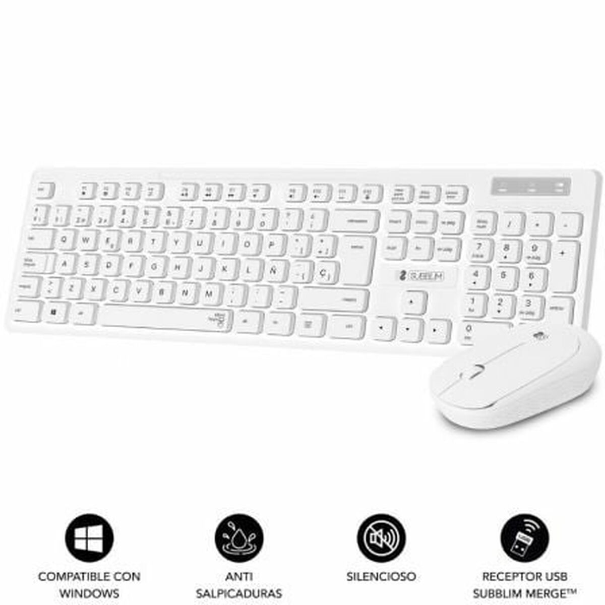 Tastiera e Mouse Wireless Subblim SUBKBC-CSSW11 Bianco Qwerty in Spagnolo 3 M0518064_1