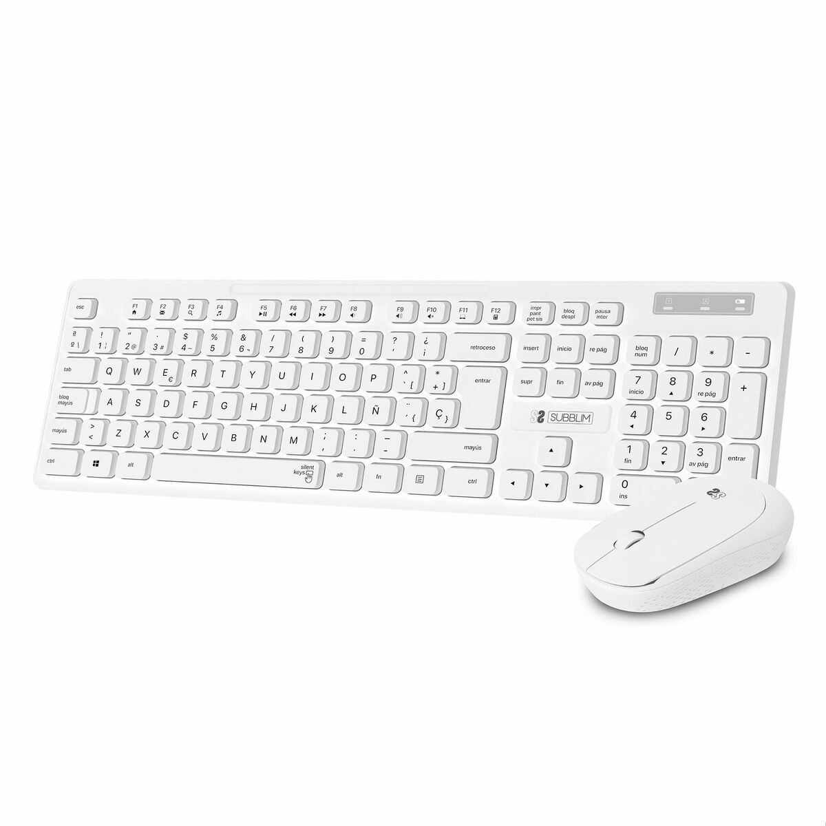 Tastiera e Mouse Wireless Subblim SUBKBC-CSSW11 Bianco Qwerty in Spagnolo 2 M0518064_0