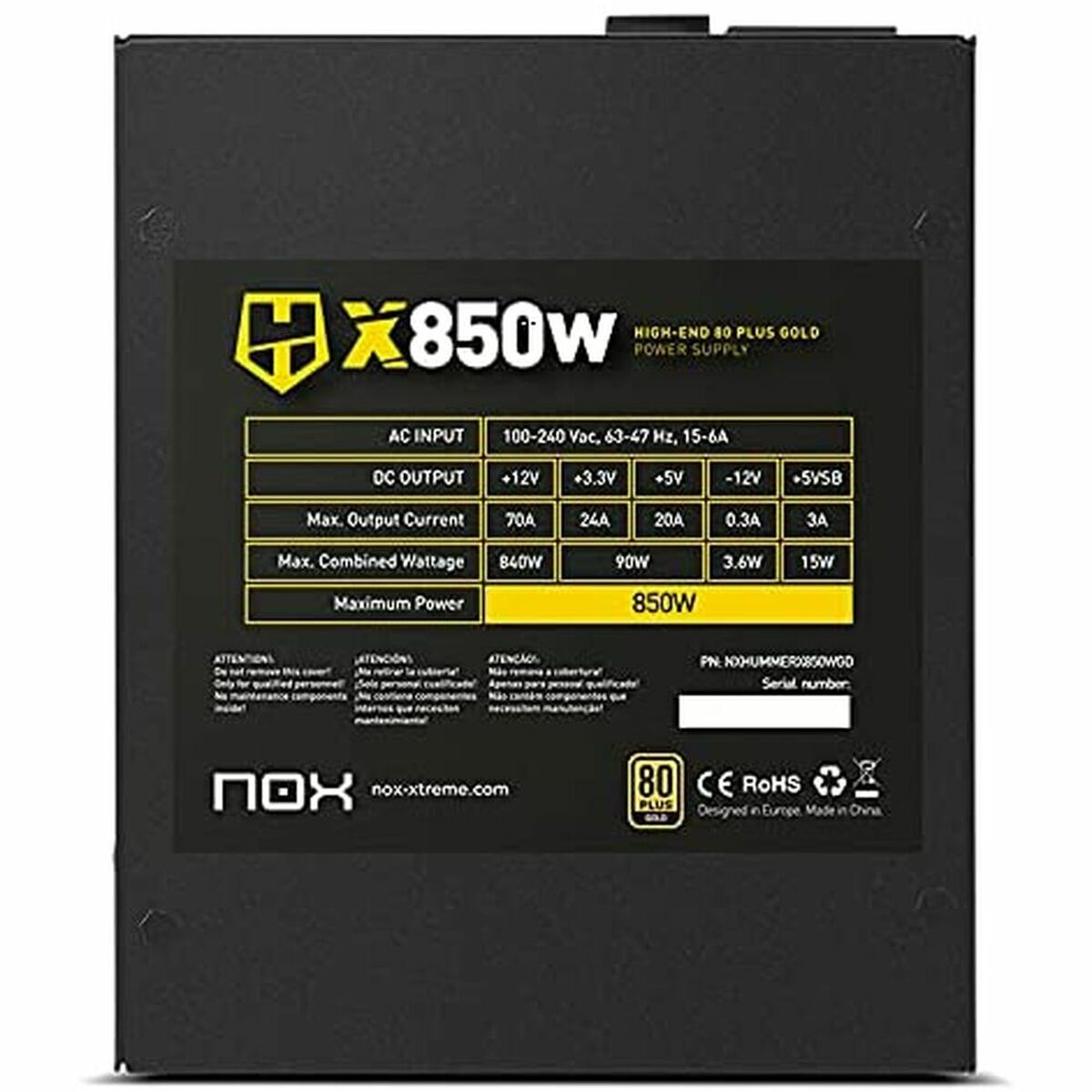 Fonte di Alimentazione Nox-Xtreme NXHUMMERX850WGD ATX 850 W 80 Plus Gold 5 S9912014_3