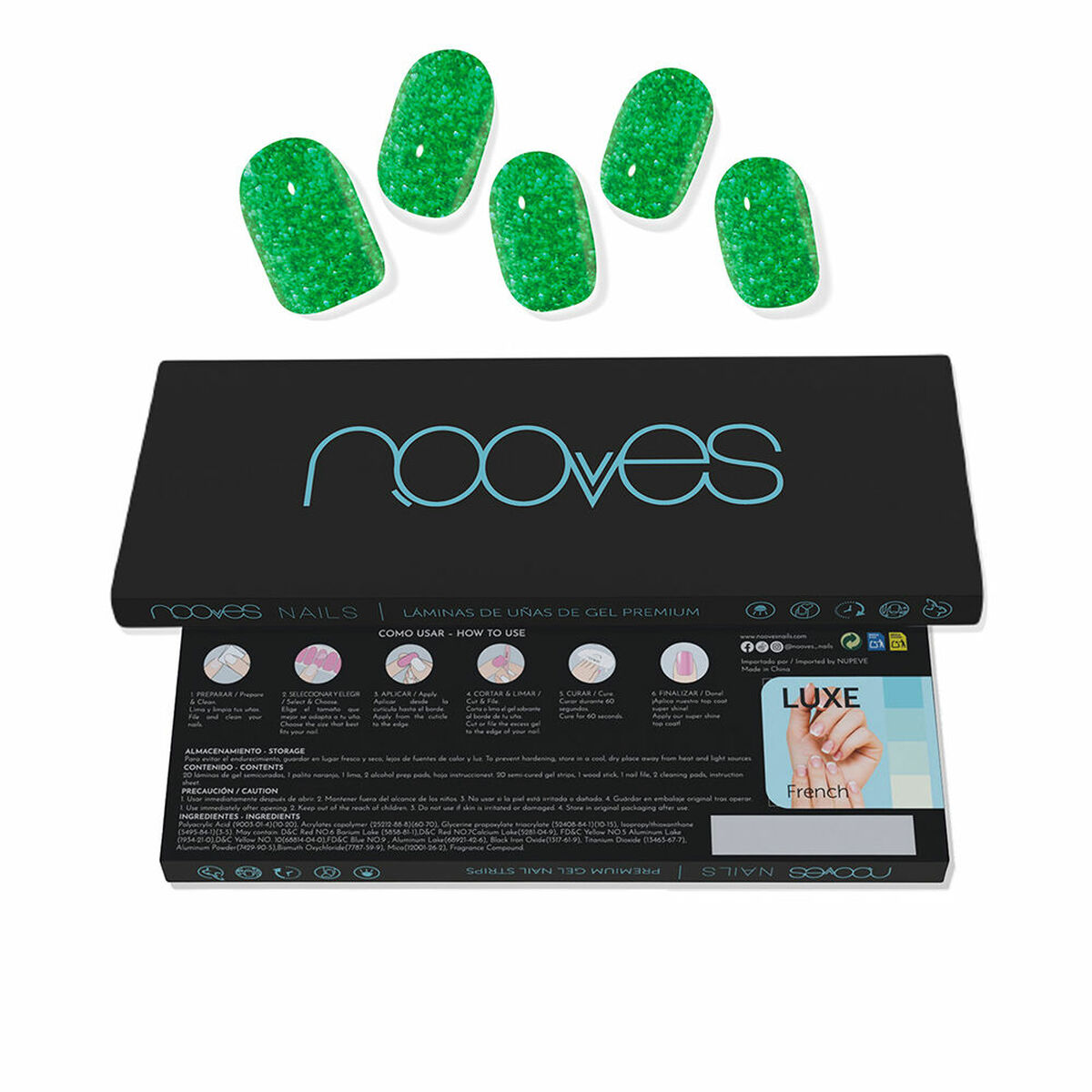Gel Nail Foils Nooves Glitter green (20 Unità) 2 S05120365_0