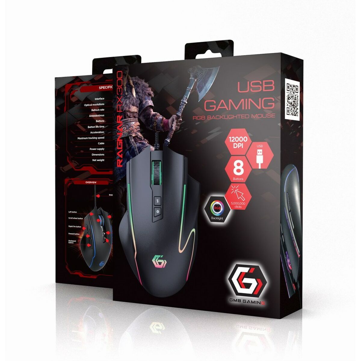 Mouse GEMBIRD MUSG-RAGNAR-RX300 Nero 12000 dpi 2 S5630959_0