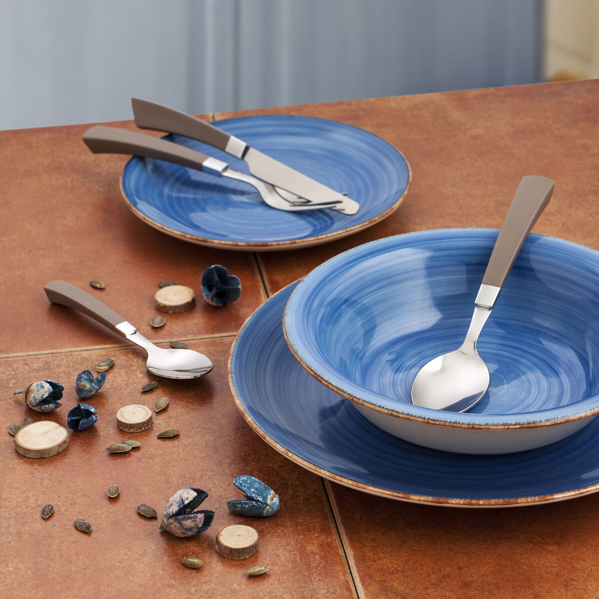 Piatto da pranzo Quid Vita Azul Azzurro Ceramica Ø 27 cm (12 Unità) 4 S2706860_2