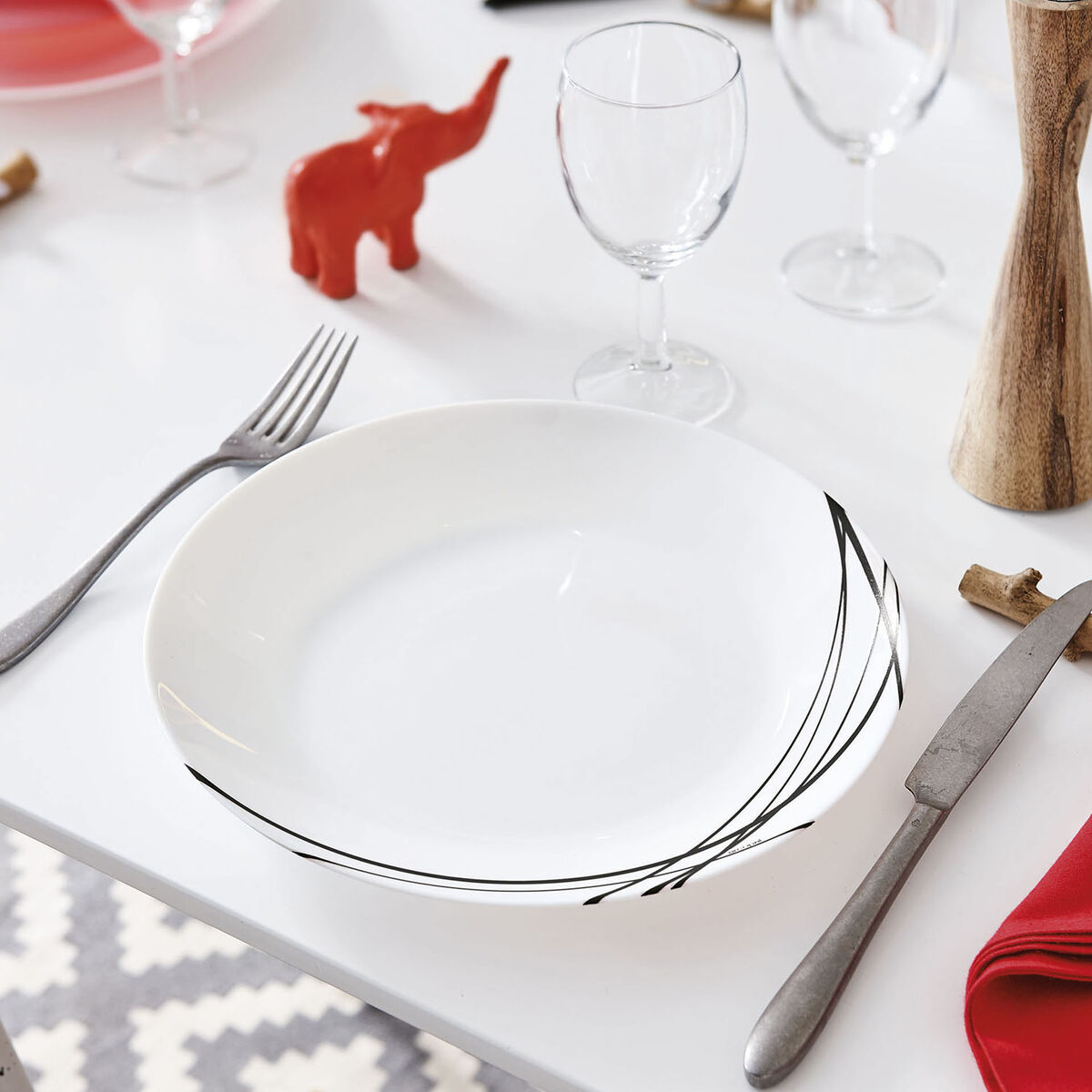 Piatto da pranzo Arcopal Domitille Negro Bicolore Vetro 25 cm (12 Unità) 3 S2707688_1