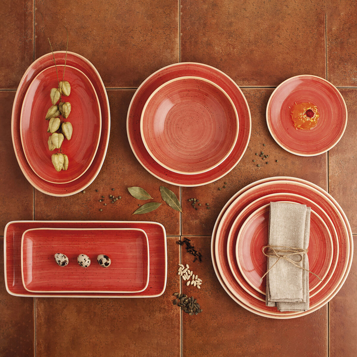Piatto da pranzo Ariane Terra Rosso Ceramica (6 Unità) 3 S2707975_1