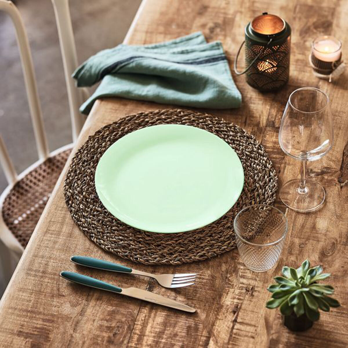 Piatto da pranzo Luminarc Diwali Paradise Verde Vetro 25 cm (24 Unità) 3 S2711705_1