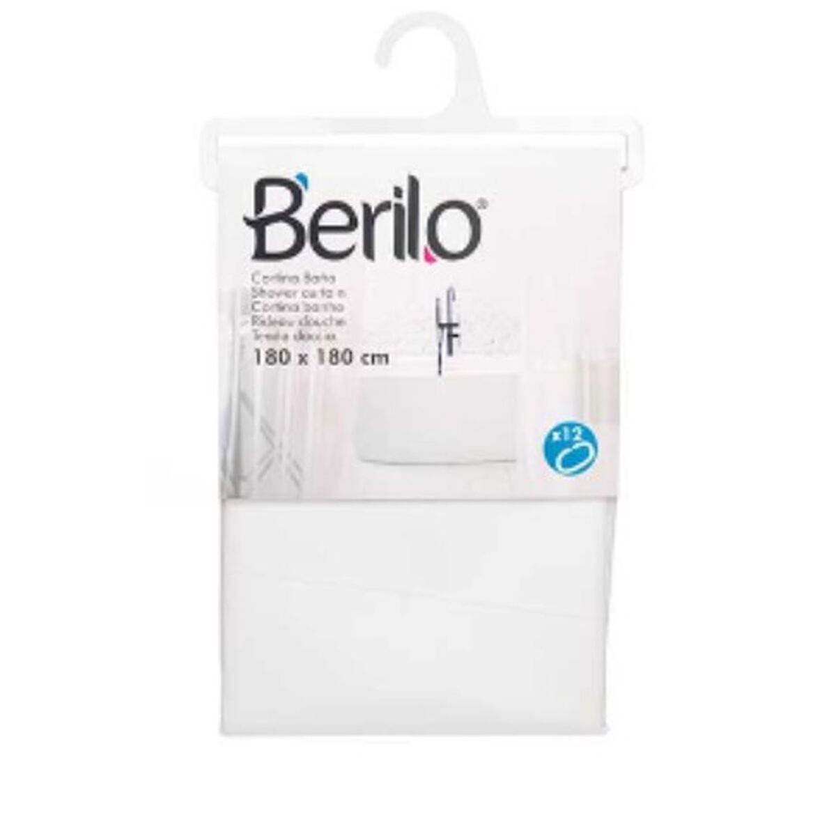 Tenda da Doccia Berilo 89375 Bianco Polietilene EVA 180 x 180 cm (12 Unità) 3 S3629440_1