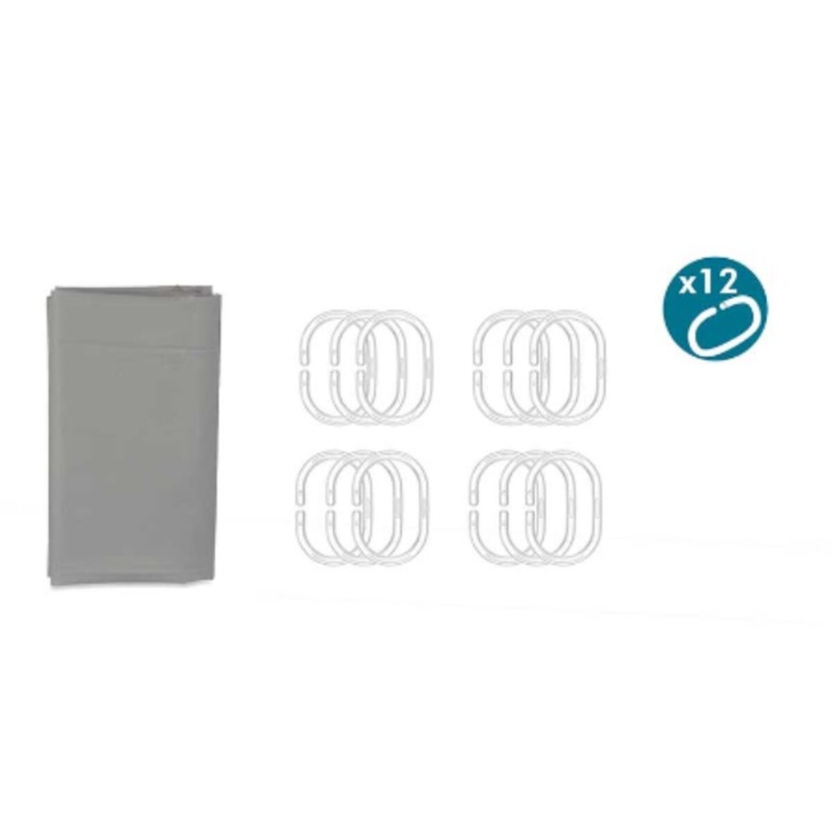 Tenda da Doccia Berilo SC-MIX-01-GREY Grigio Polietilene EVA 180 x 180 cm (12 Unità) 5 S3629442_3