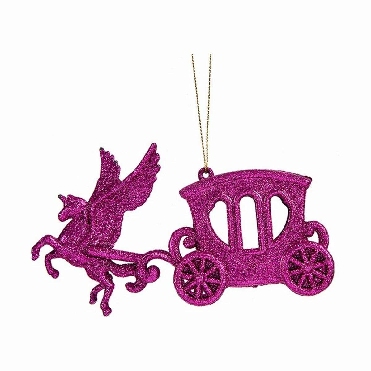 Decorazione Natalizia Carrozza Magica Fucsia Plastica Porporina 15 x 8,5 x 4,5 cm (24 Unità) 3 S3630183_1